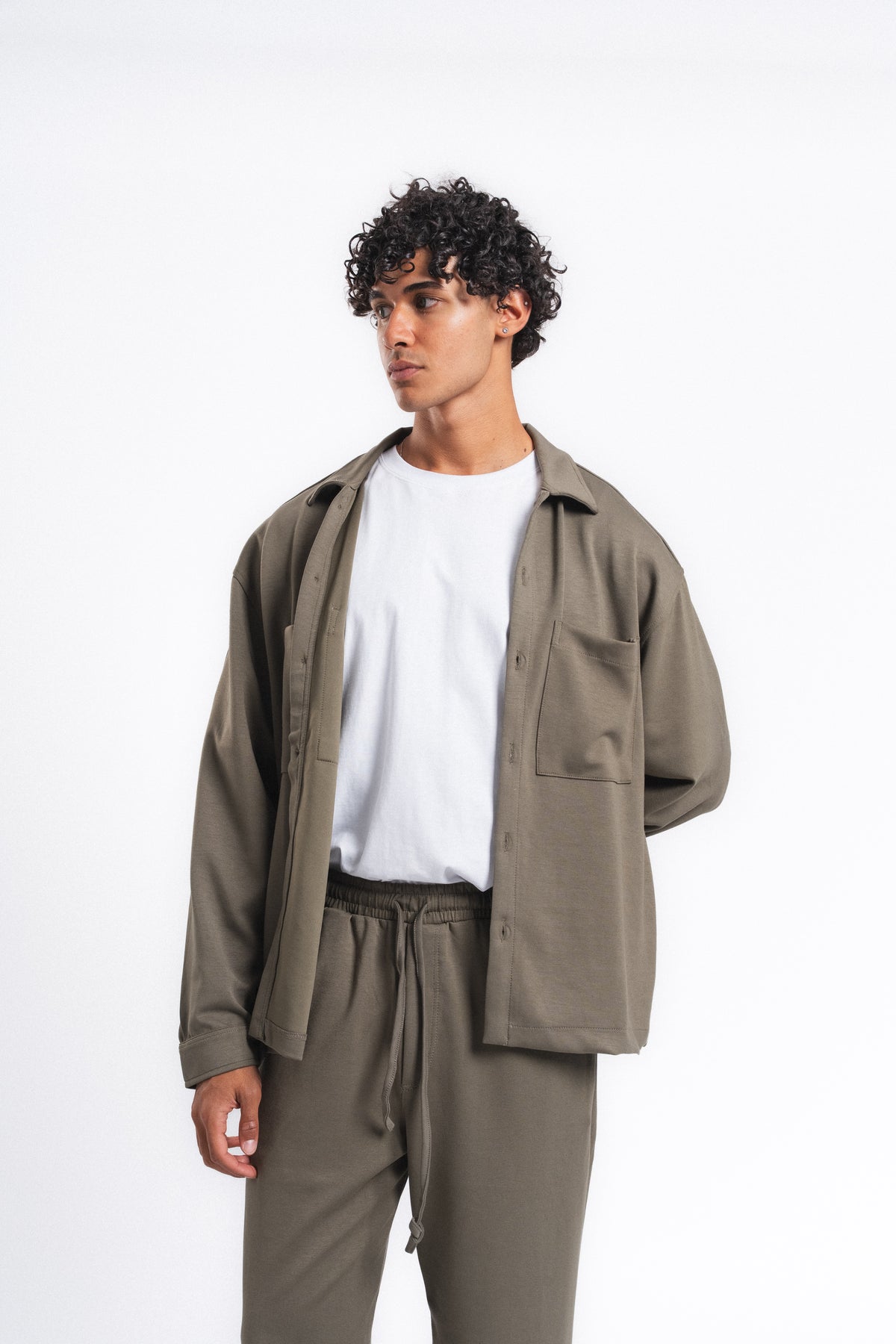 Flow Çift Cep Rahat Kesim Overshirt Gömlek Haki