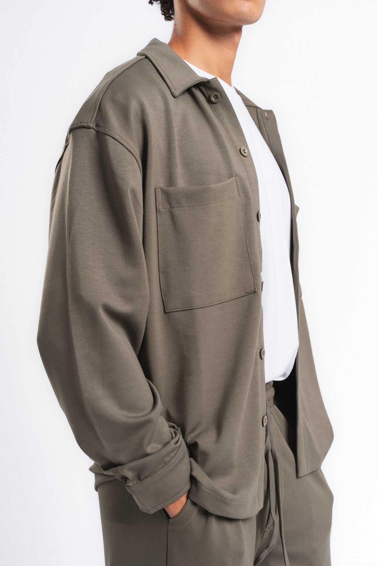 Flow Çift Cep Rahat Kesim Overshirt Gömlek Haki