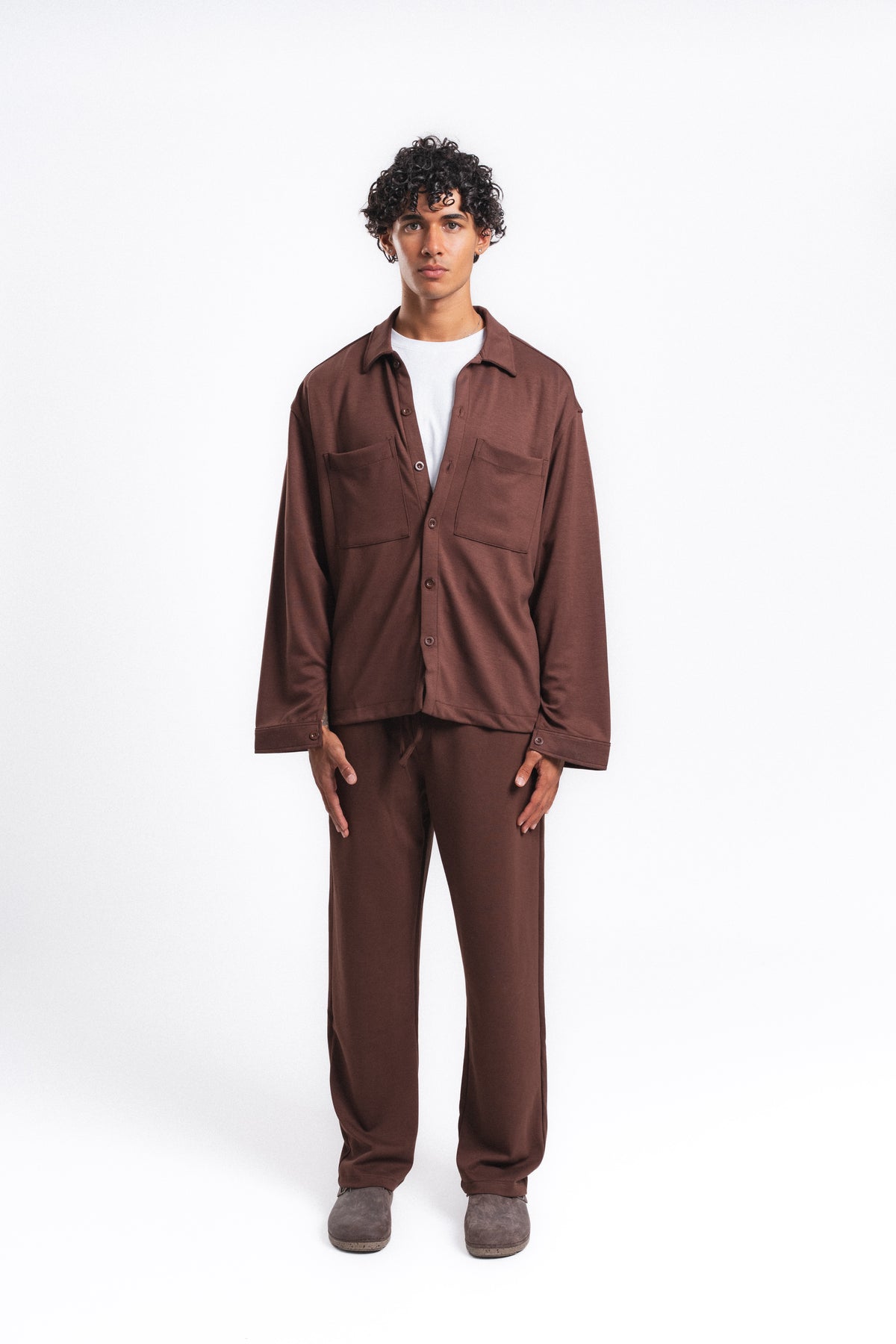 Flow Çift Cep Rahat Kesim Overshirt Gömlek Kahve