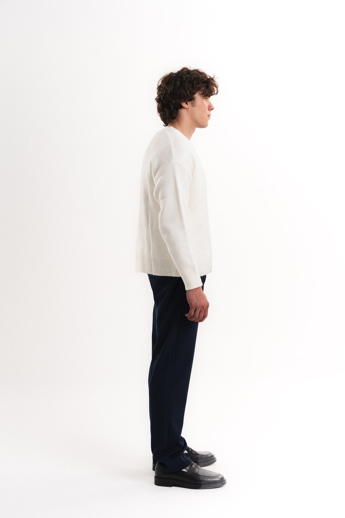 Oversize V Yaka Şardonlu Hırka - Ekru