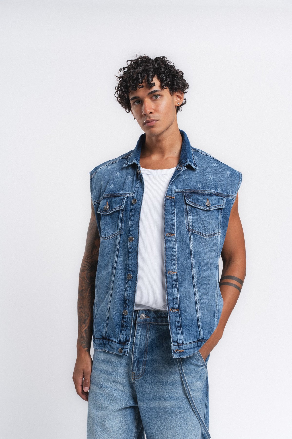 Rogue Kolsuz Denim Yelek Mavi ürün görseli 6