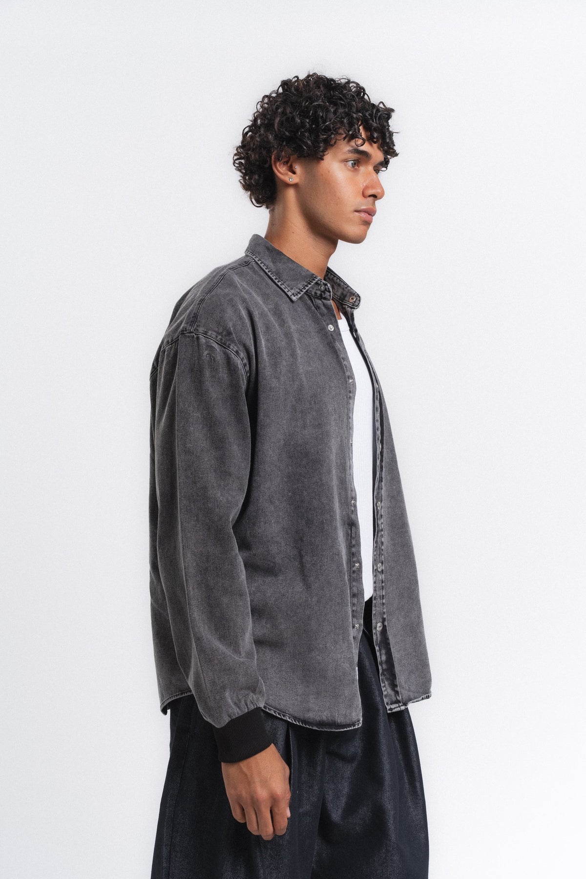 Canvas Baskılı Denim Gömlek Antrasit ürün görseli 18