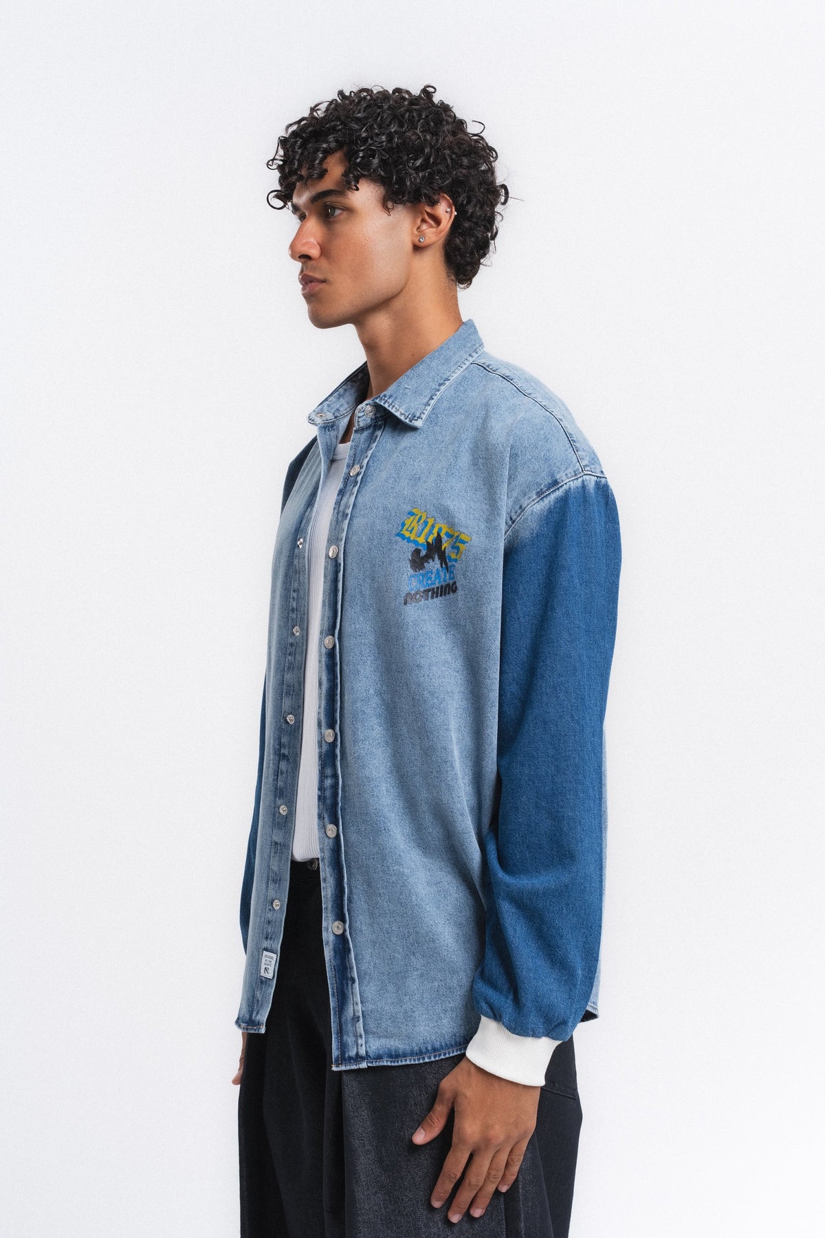 Canvas Baskılı Denim Gömlek Mavi ürün görseli 1