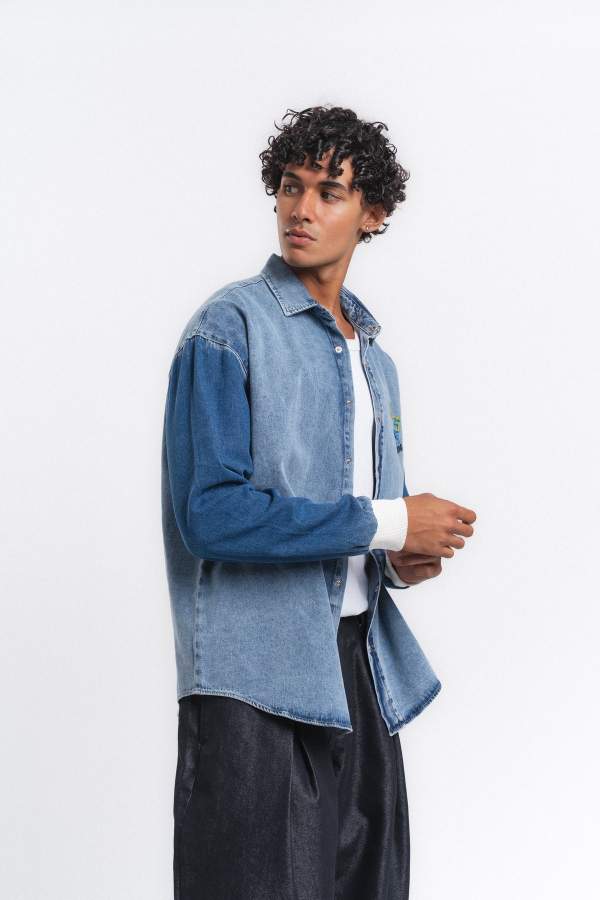 Canvas Baskılı Denim Gömlek Mavi ürün görseli 11
