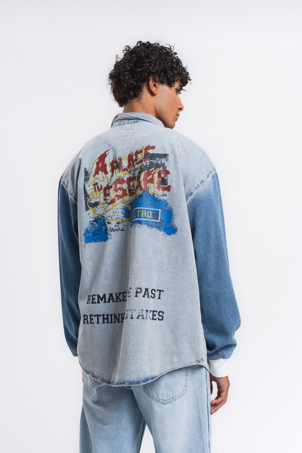 Canvas Baskılı Denim Gömlek Mavi ürün görseli 23