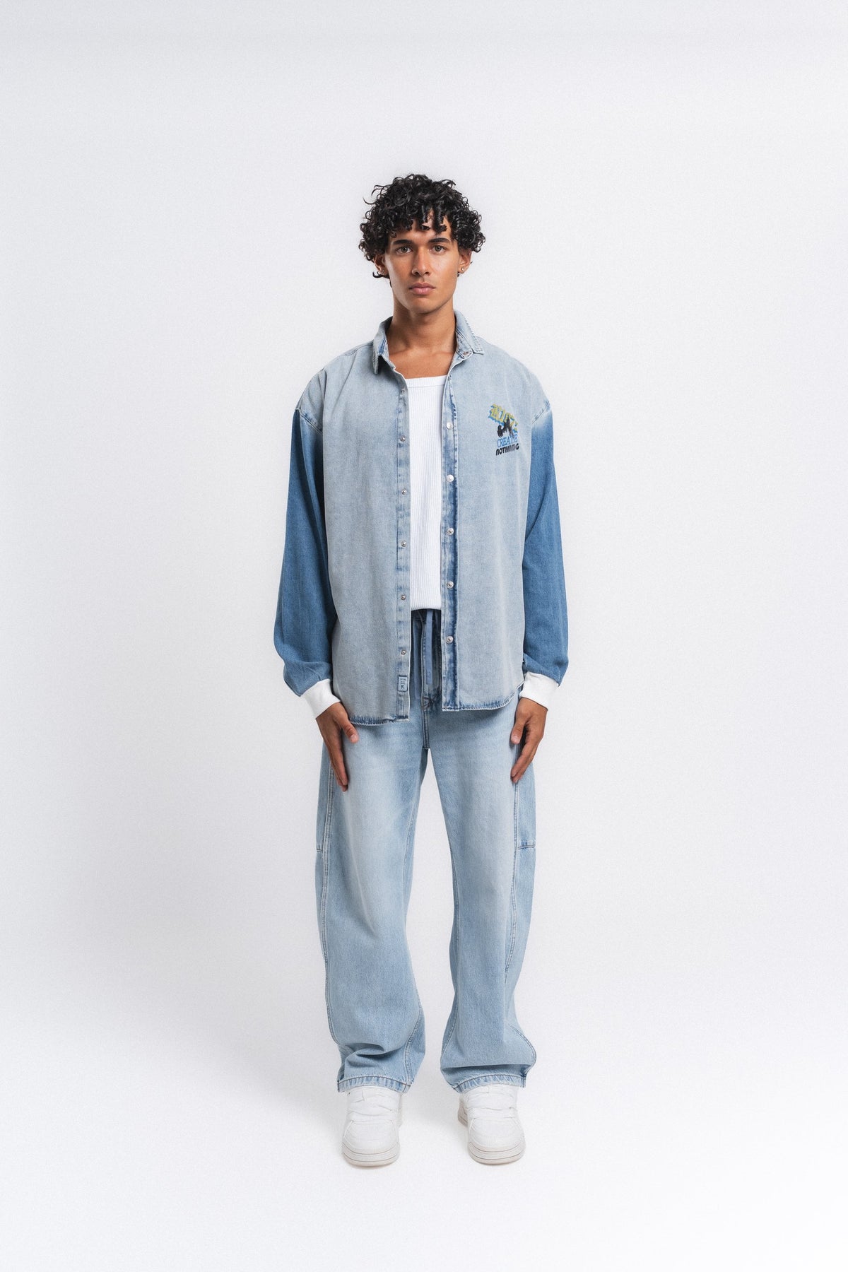 Canvas Baskılı Denim Gömlek Mavi ürün görseli 26