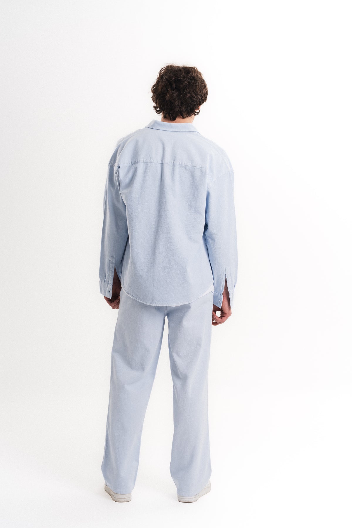 Oversize Gabardin Gömlek - Açık Mavi