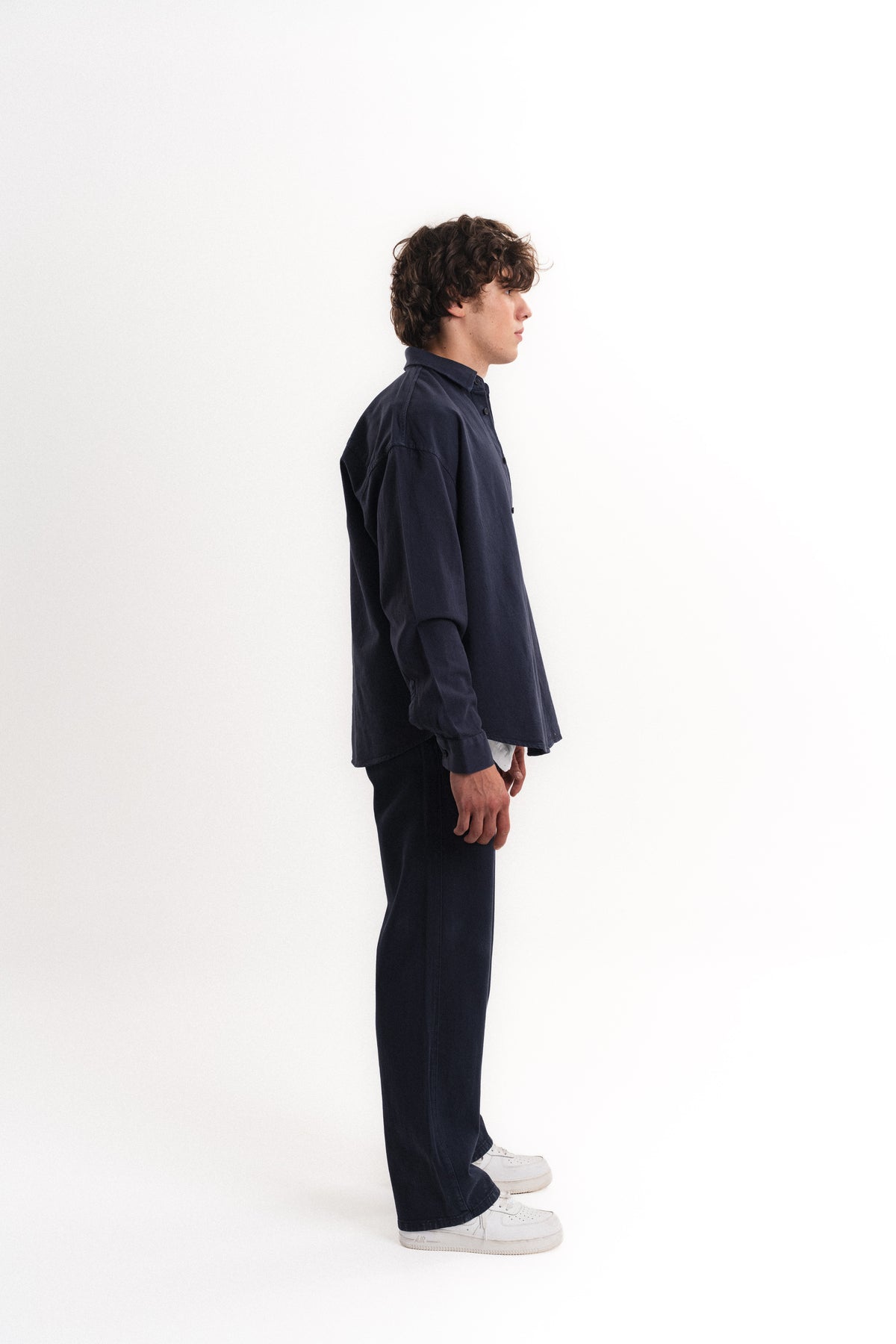 Oversize Gabardin Gömlek - Lacivert