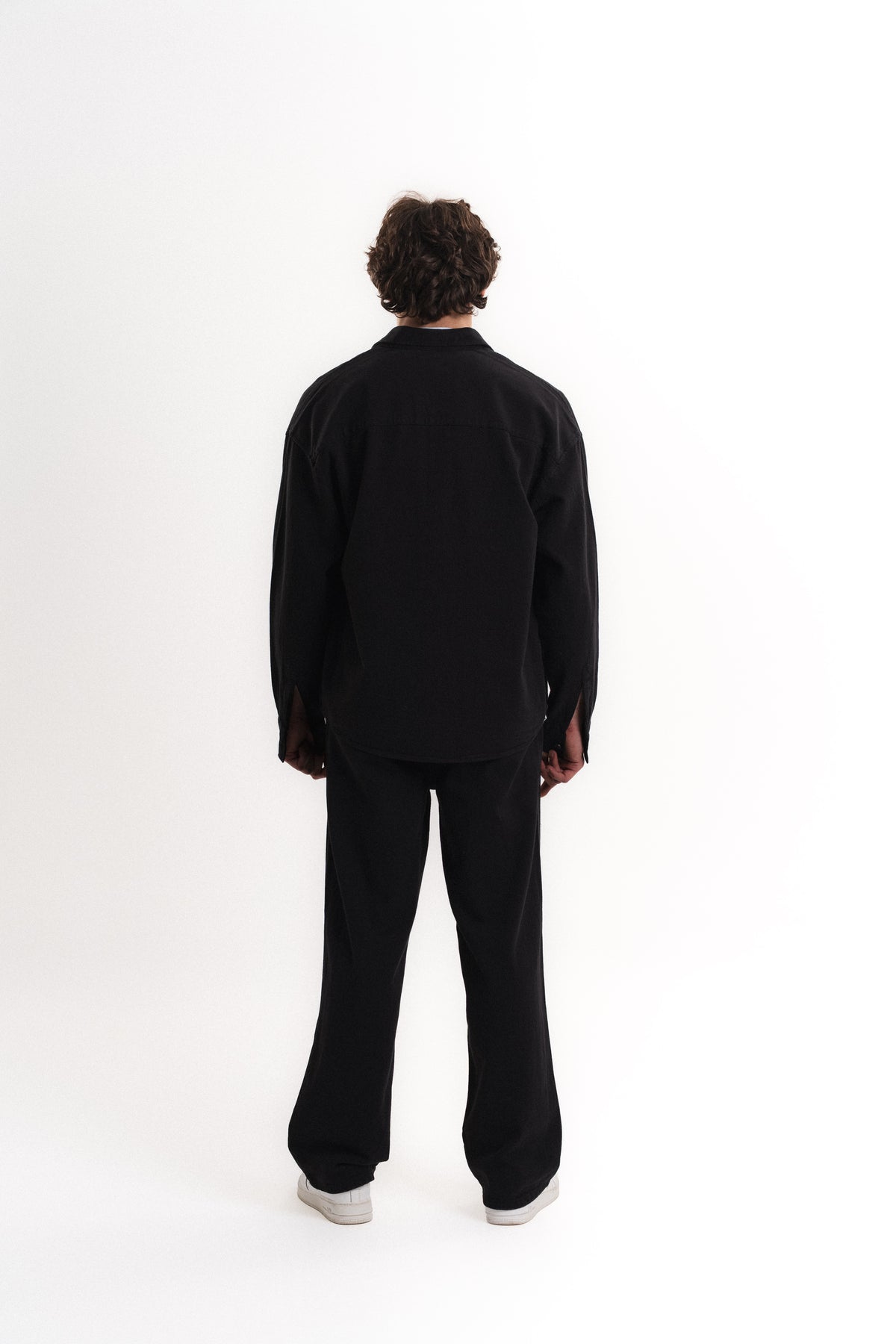 Oversize Gabardin Gömlek - Siyah