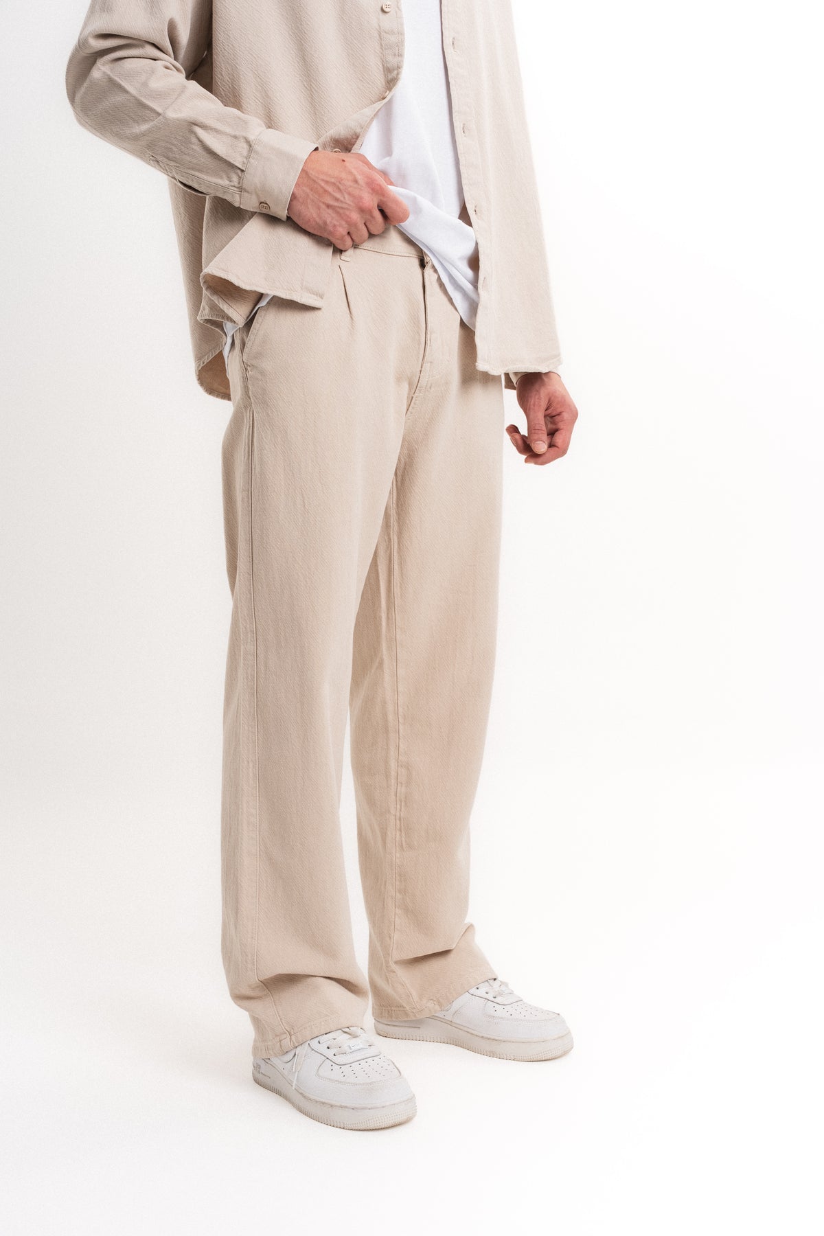 Baggy Gabardin Pantolon Bej