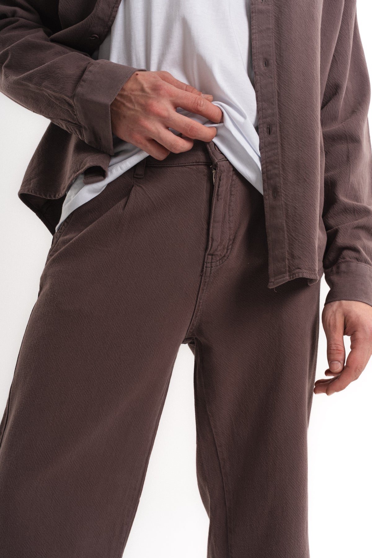 Baggy Gabardin Pantolon Kahverengi