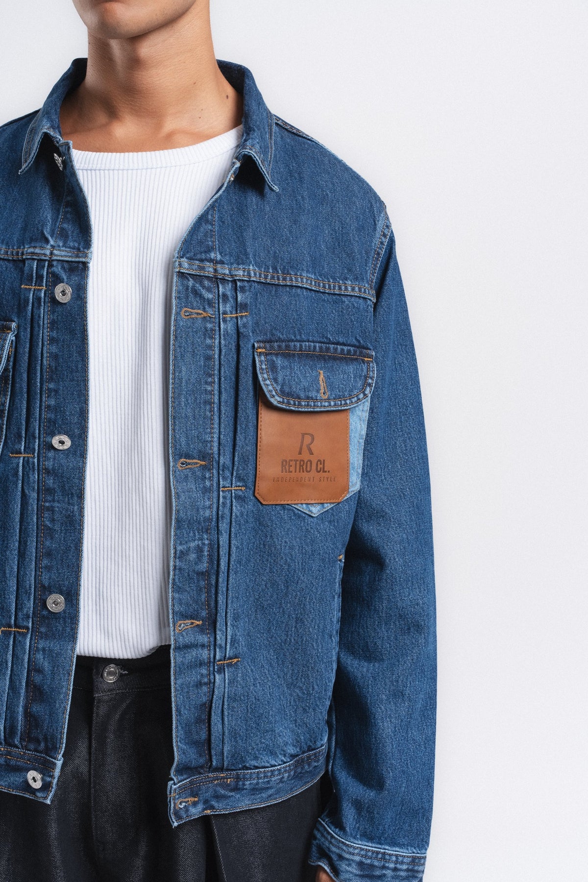 Rider Cep Detaylı Denim Ceket Mavi ürün görseli 2