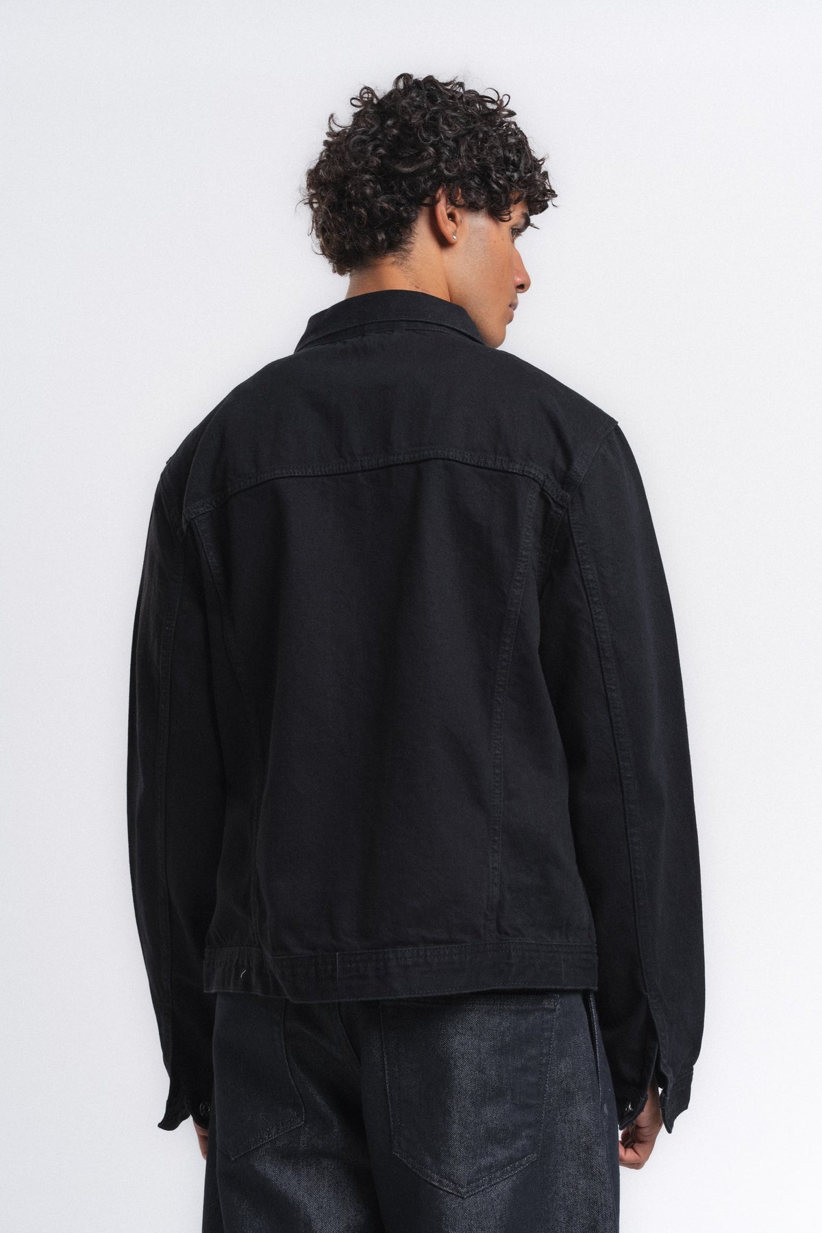 Rider Cep Detaylı Denim Ceket Siyah ürün görseli 8