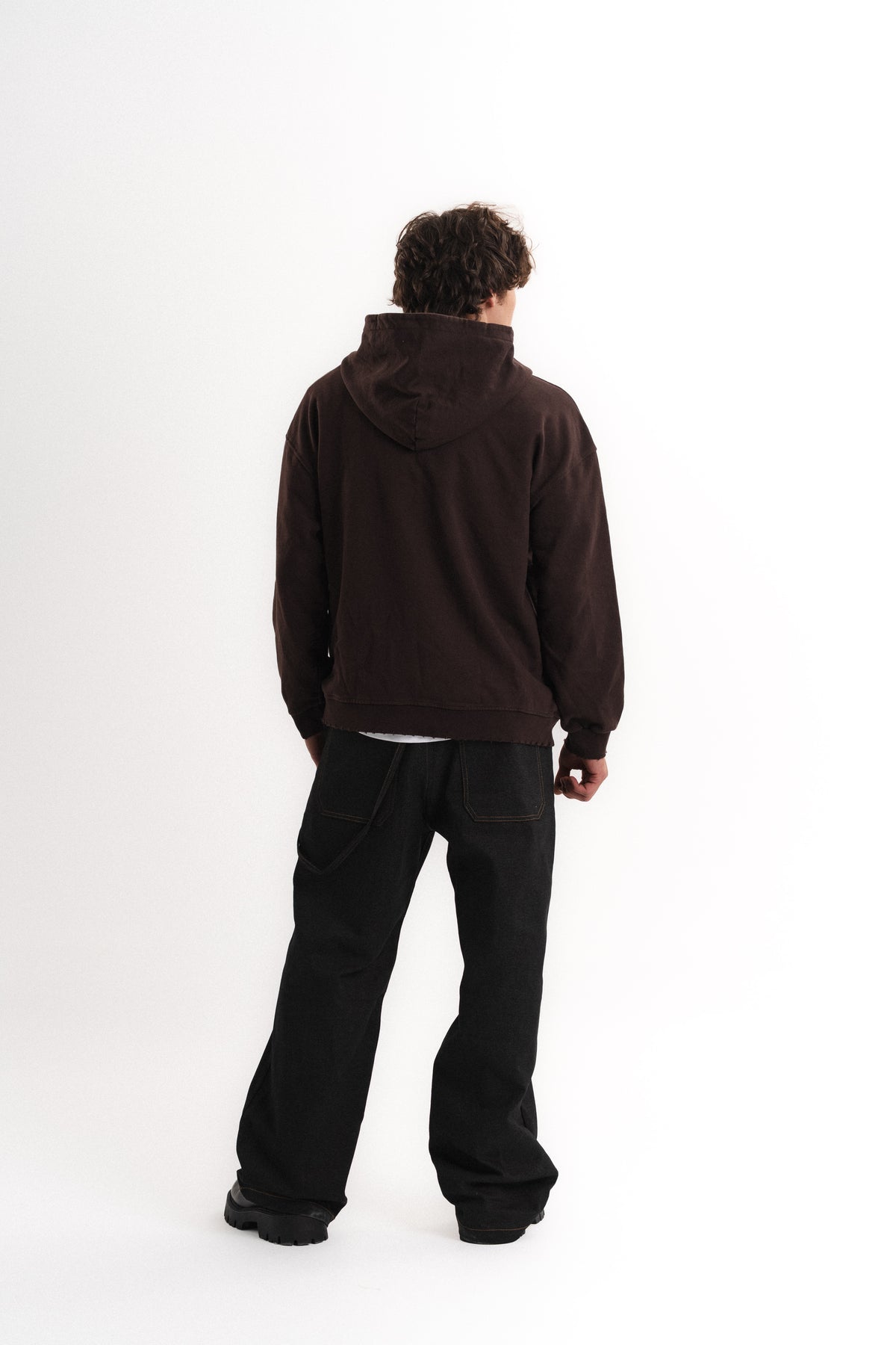 Yarım Fermuarlı Oversize Kapüşonlu Sweatshirt - Kahverengi