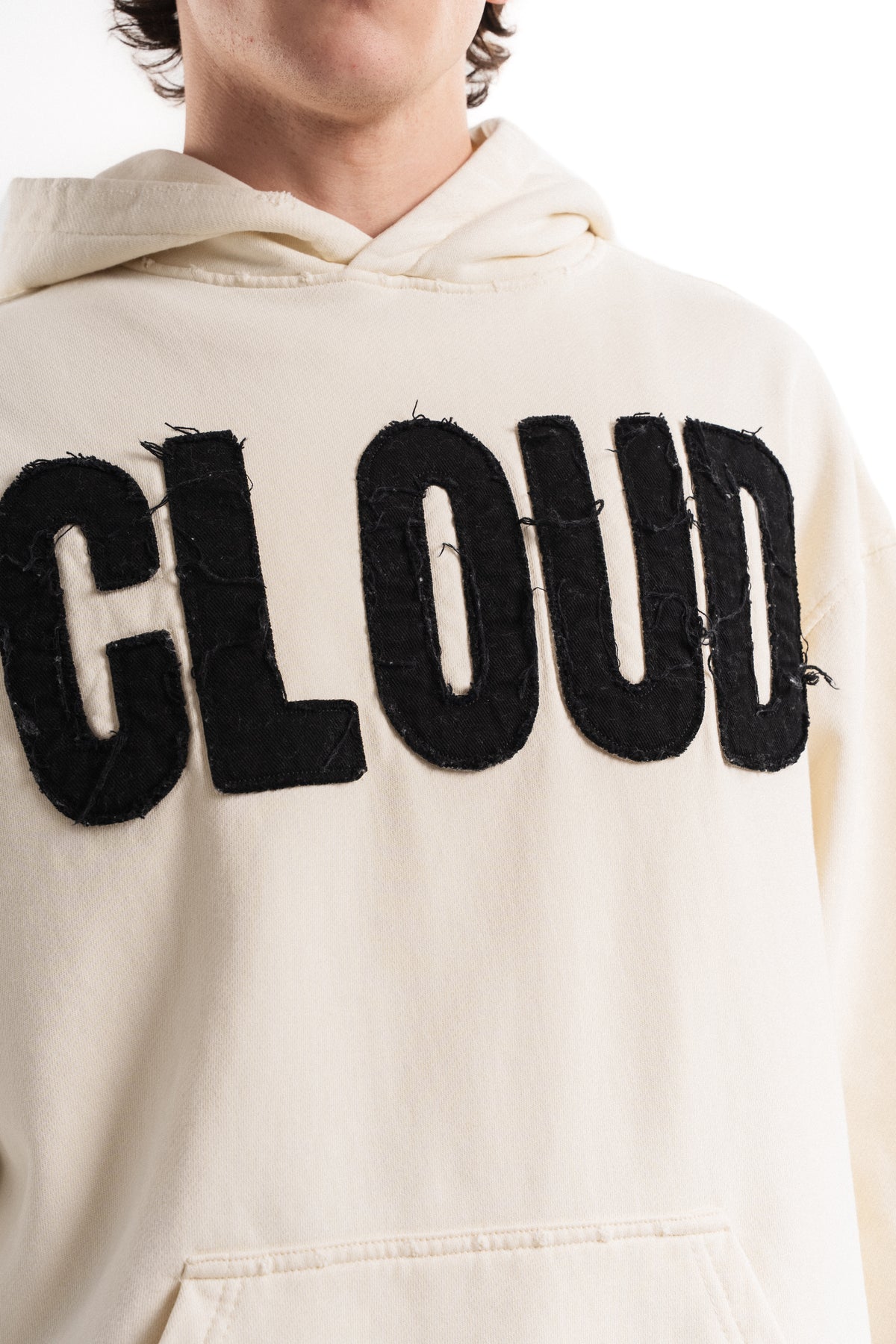 Nakışlı Oversize Kapüşonlu Sweatshirt - Ekru
