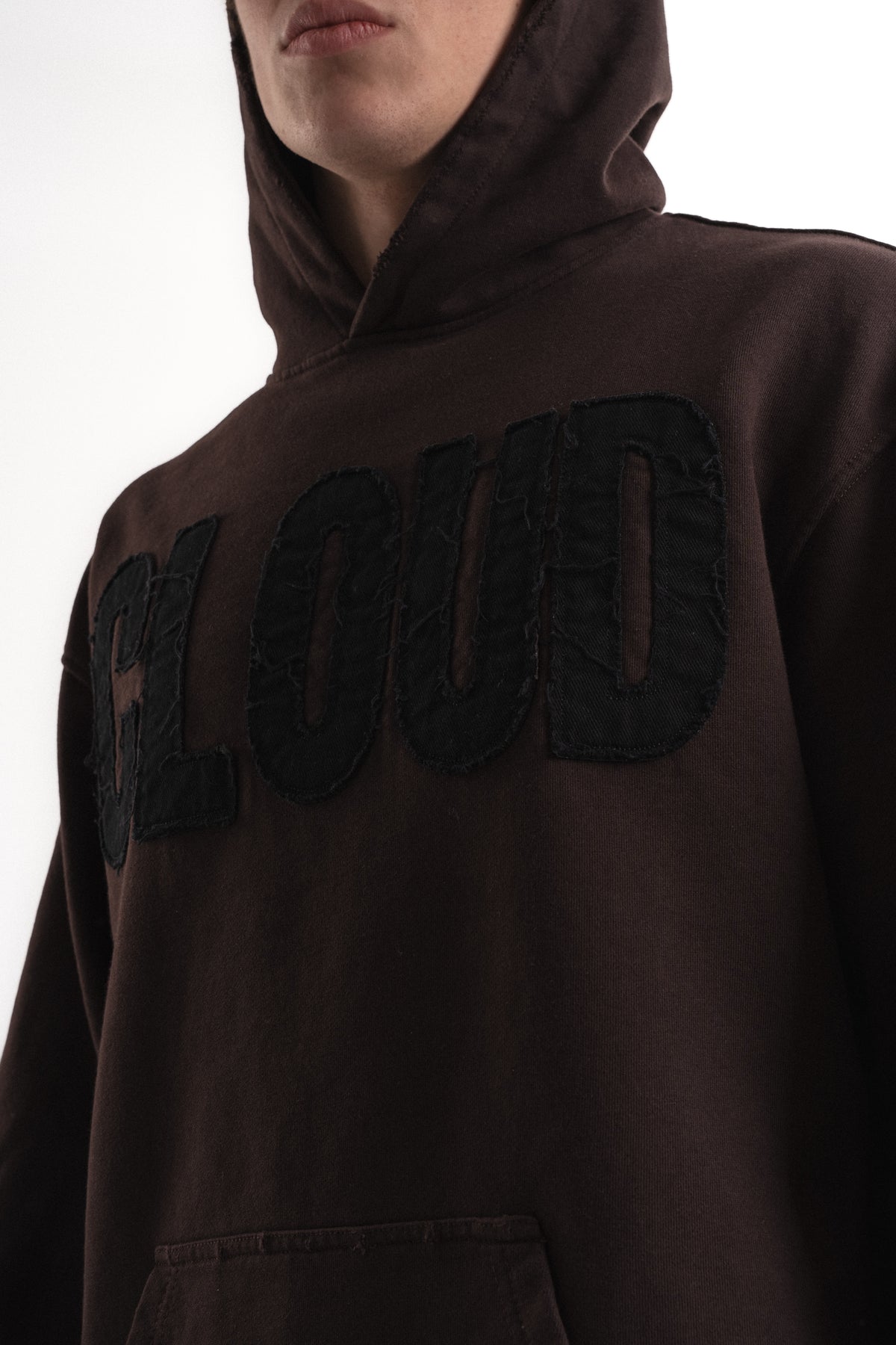 Nakışlı Oversize Kapüşonlu Sweatshirt - Kahverengi