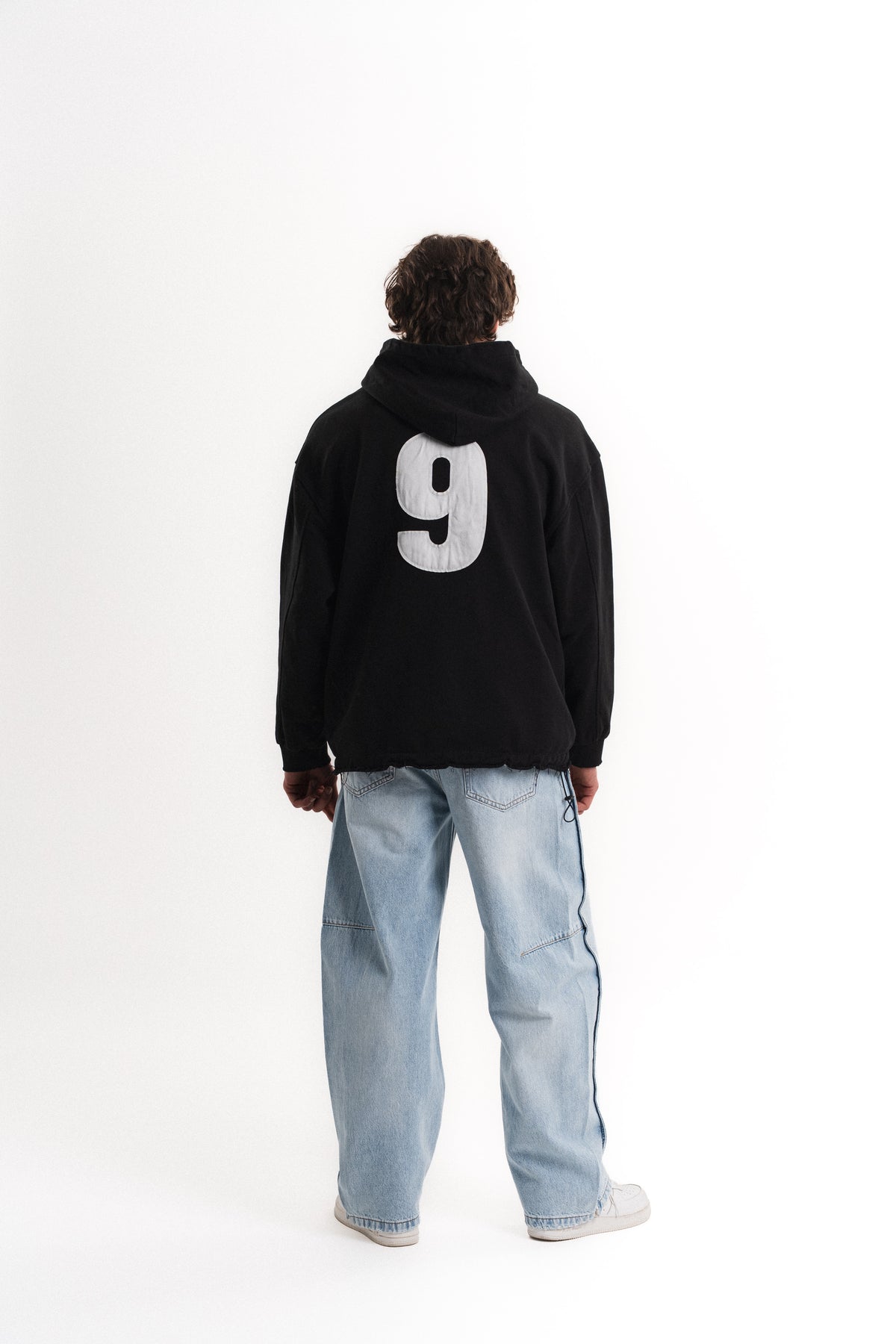 Nakışlı Oversize Kapüşonlu Sweatshirt - Siyah