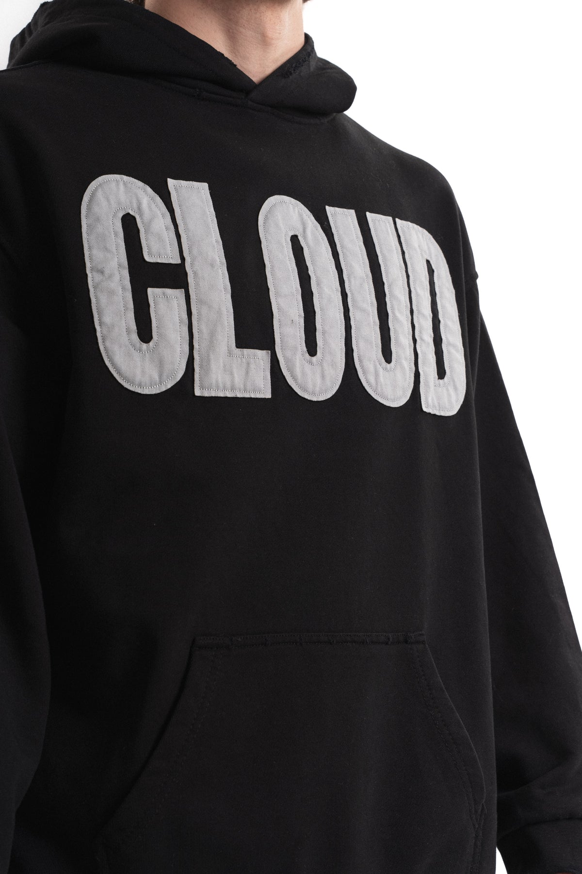 Nakışlı Oversize Kapüşonlu Sweatshirt - Siyah