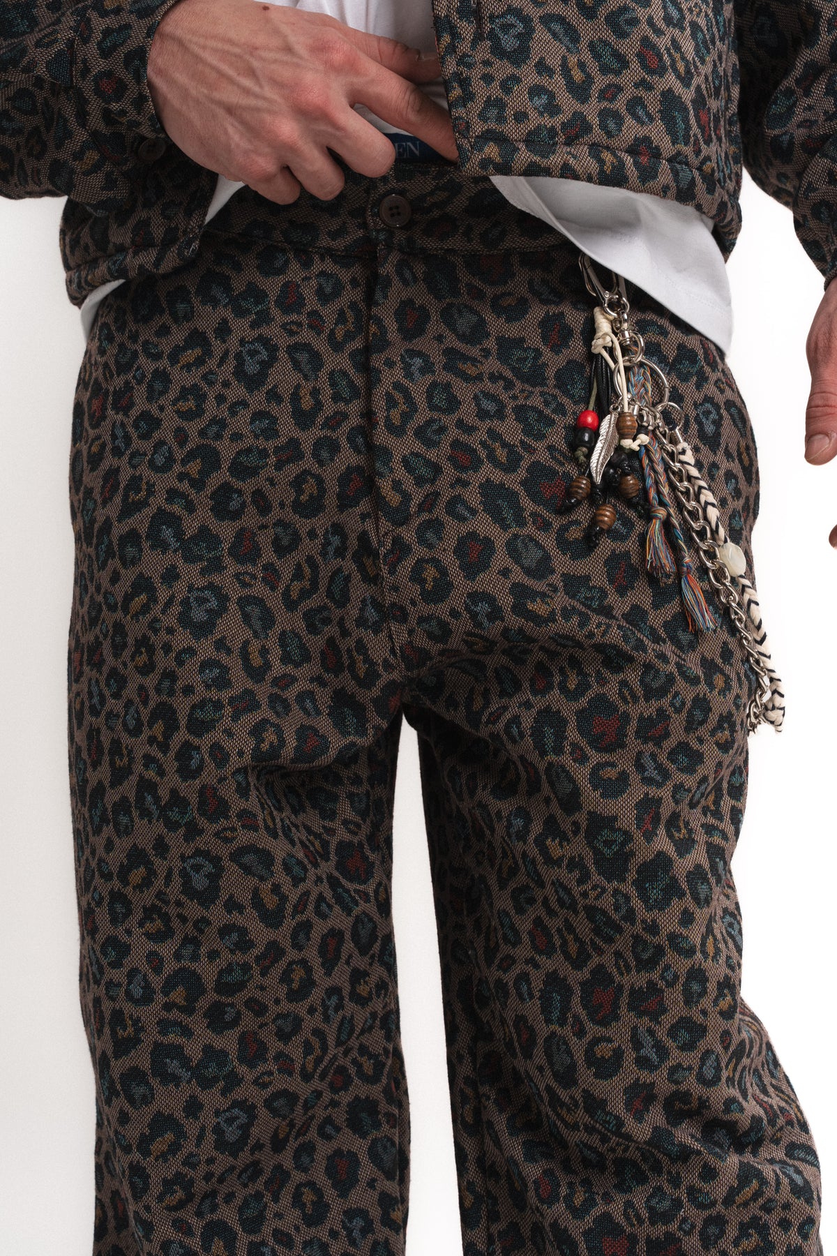 Leopar Desenli Baggy Pantolon - Haki