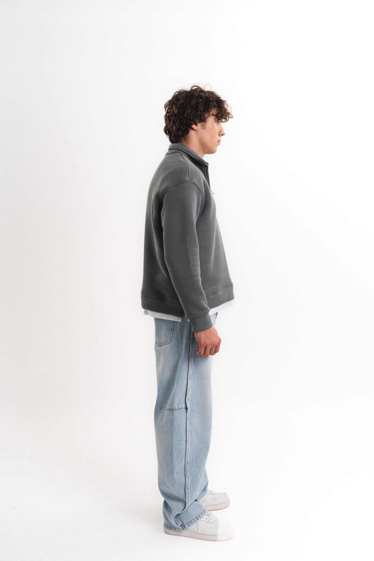 Oversize Yarım Fermuarlı Sweatshirt - Antrasit
