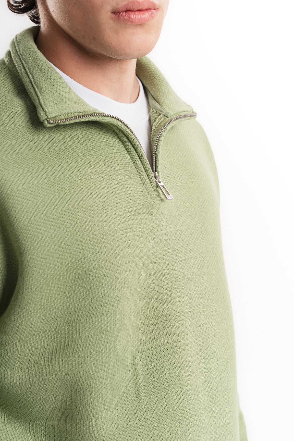Oversize Yarım Fermuarlı Sweatshirt - Çağla Yeşili
