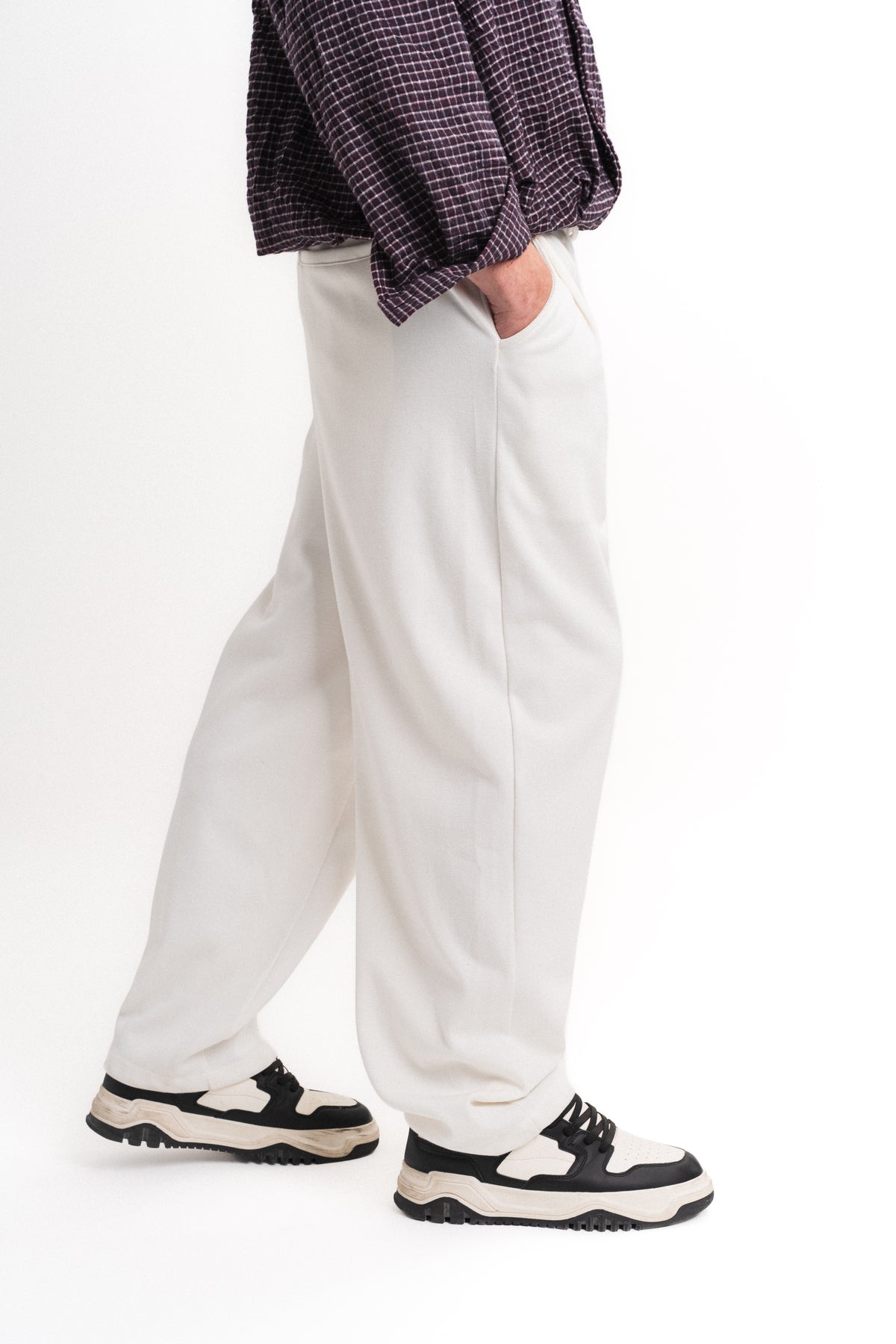 Carly Gipeli Baggy Pantolon - Beyaz