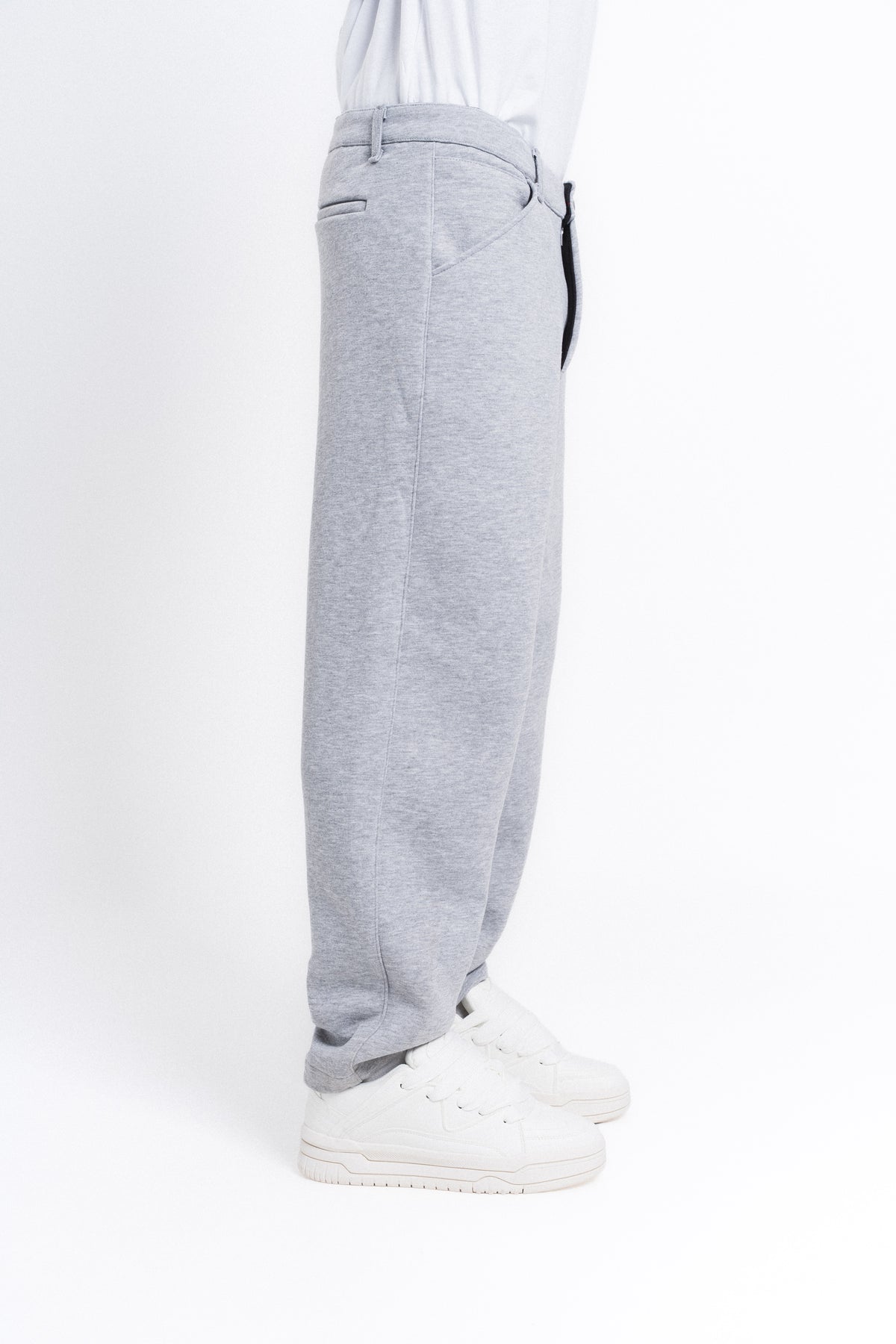 Core Beli Lastikli Pensli Jogger Pantolon Açık Gri