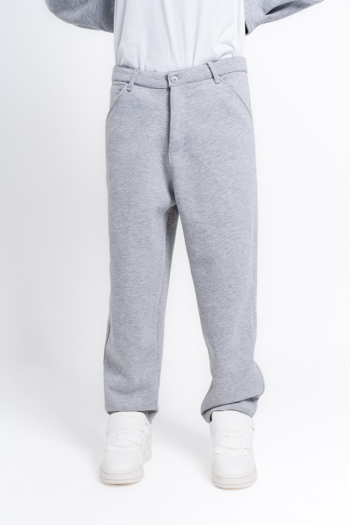Core Beli Lastikli Pensli Jogger Pantolon Açık Gri