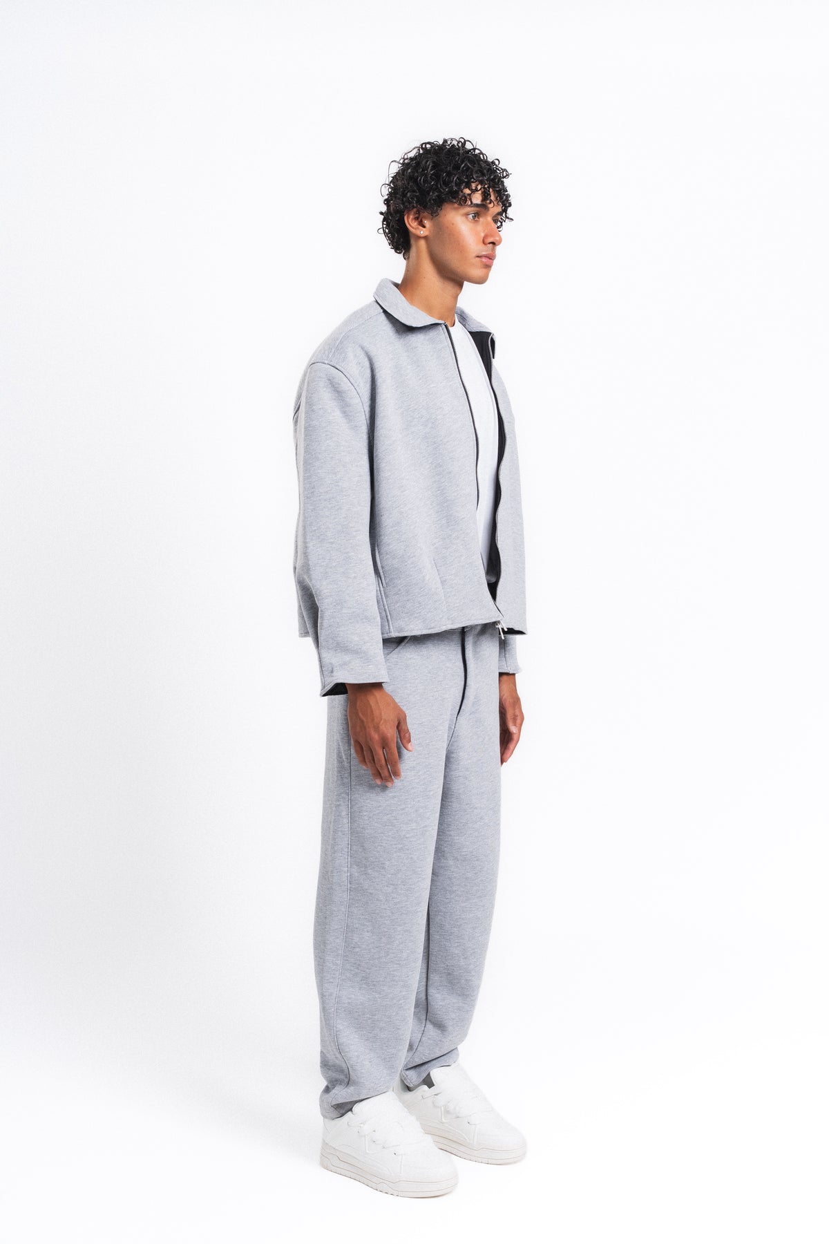 Core Fermuarlı Minimal Sweat Ceket Açık Gri