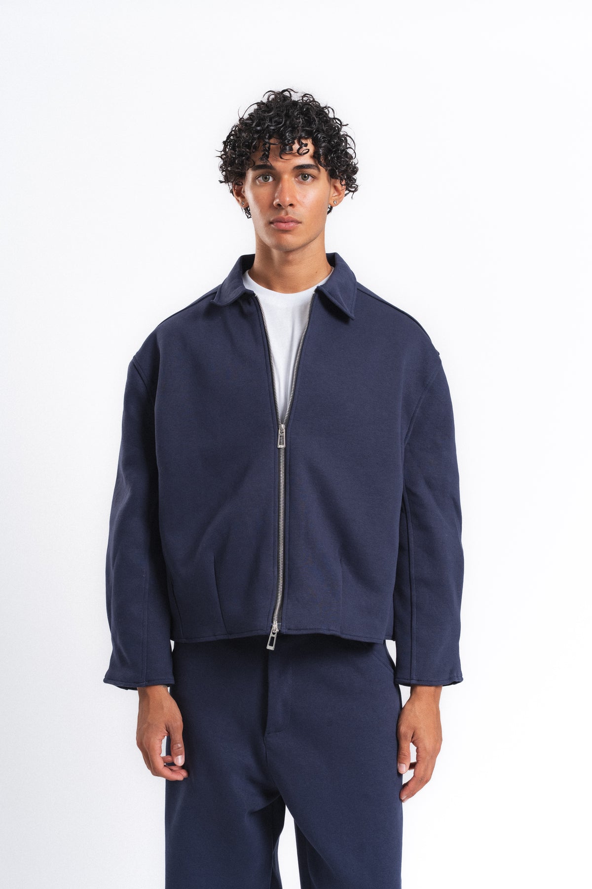 Core Fermuarlı Minimal Sweat Ceket Lacivert