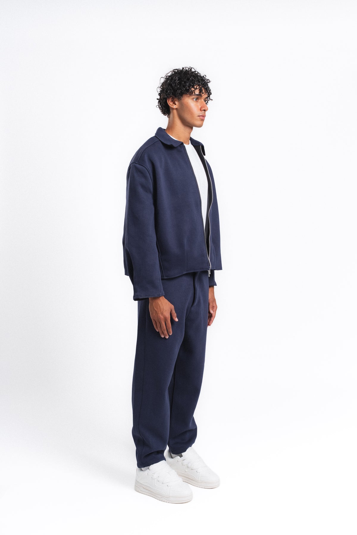 Core Fermuarlı Minimal Sweat Ceket Lacivert