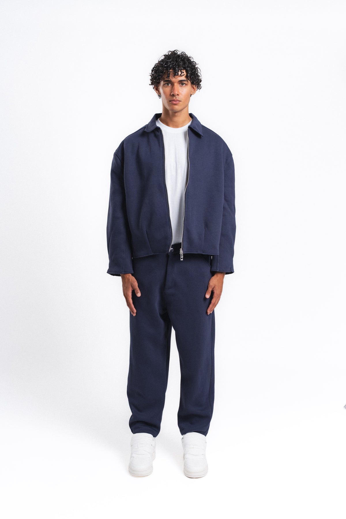 Core Fermuarlı Minimal Sweat Ceket Lacivert