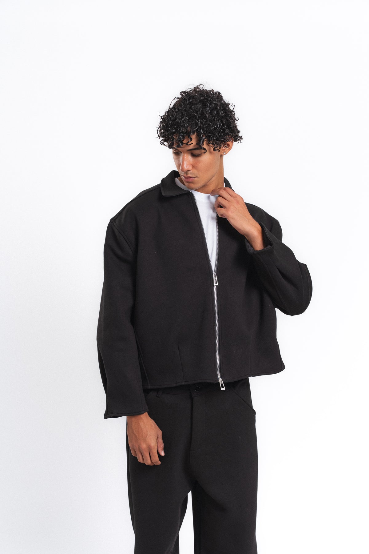 Core Fermuarlı Minimal Sweat Ceket Siyah
