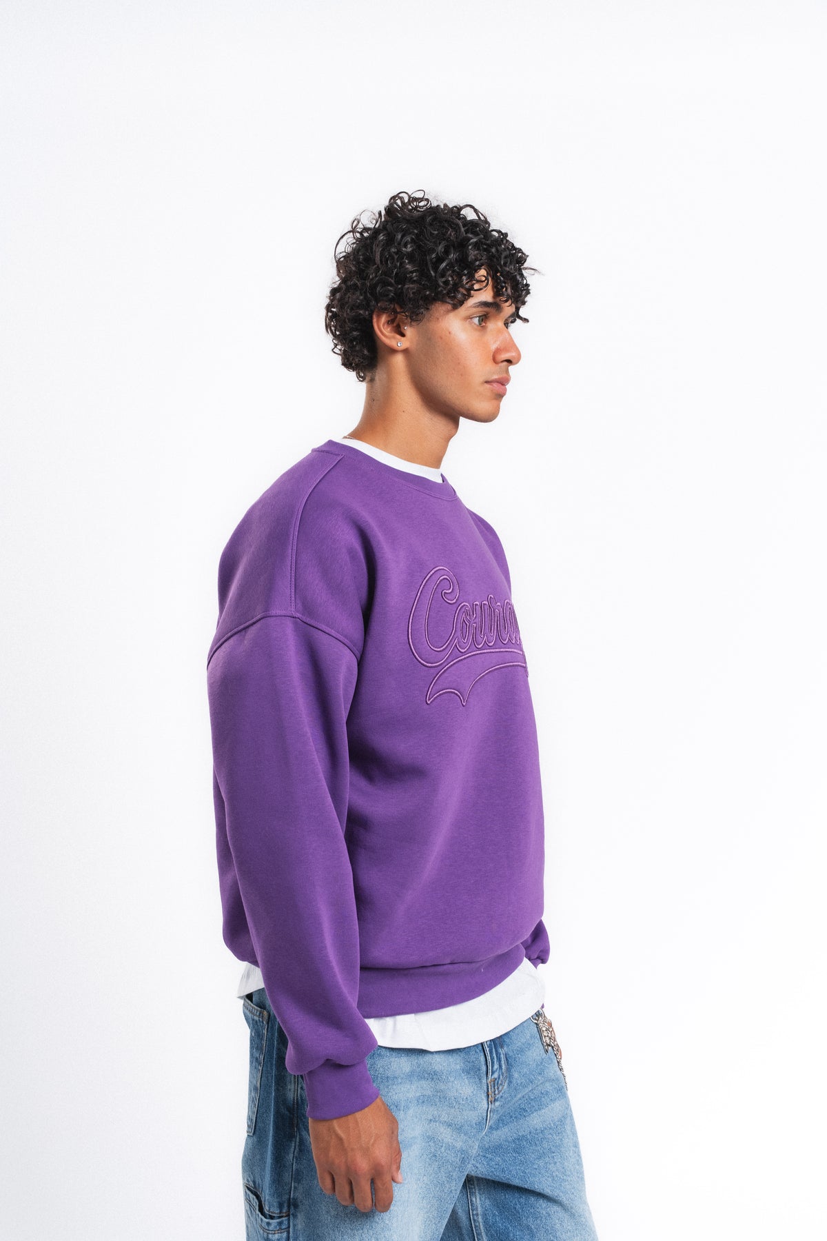 Couture Kabartma Logolu Sweatshirt Mor