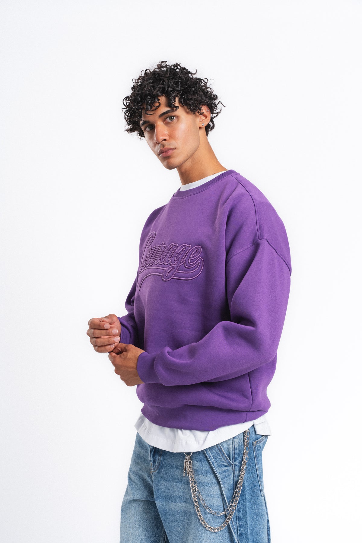 Couture Kabartma Logolu Sweatshirt Mor
