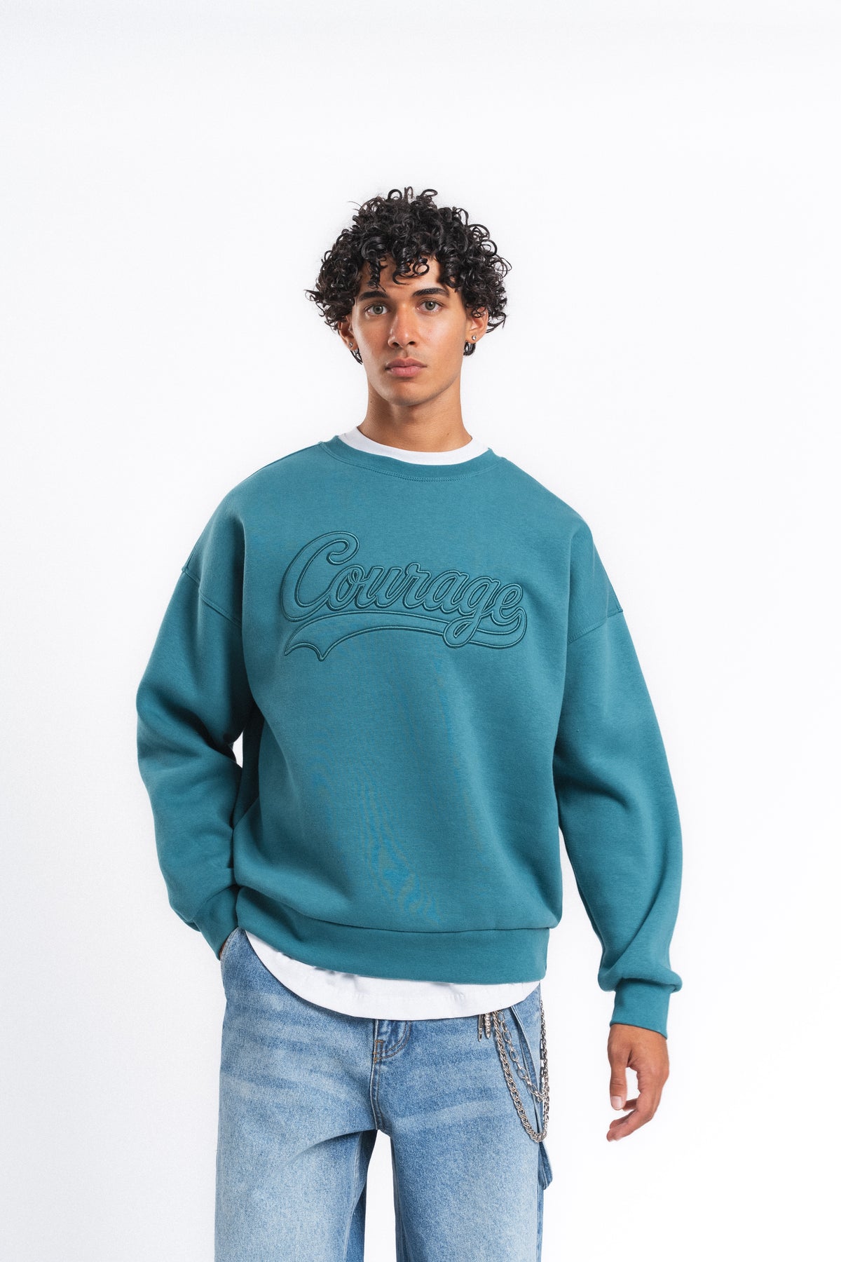 Couture Kabartma Logolu Sweatshirt Petrol