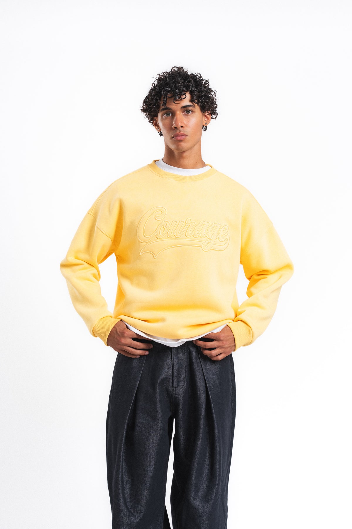 Couture Kabartma Logolu Sweatshirt - Sarı