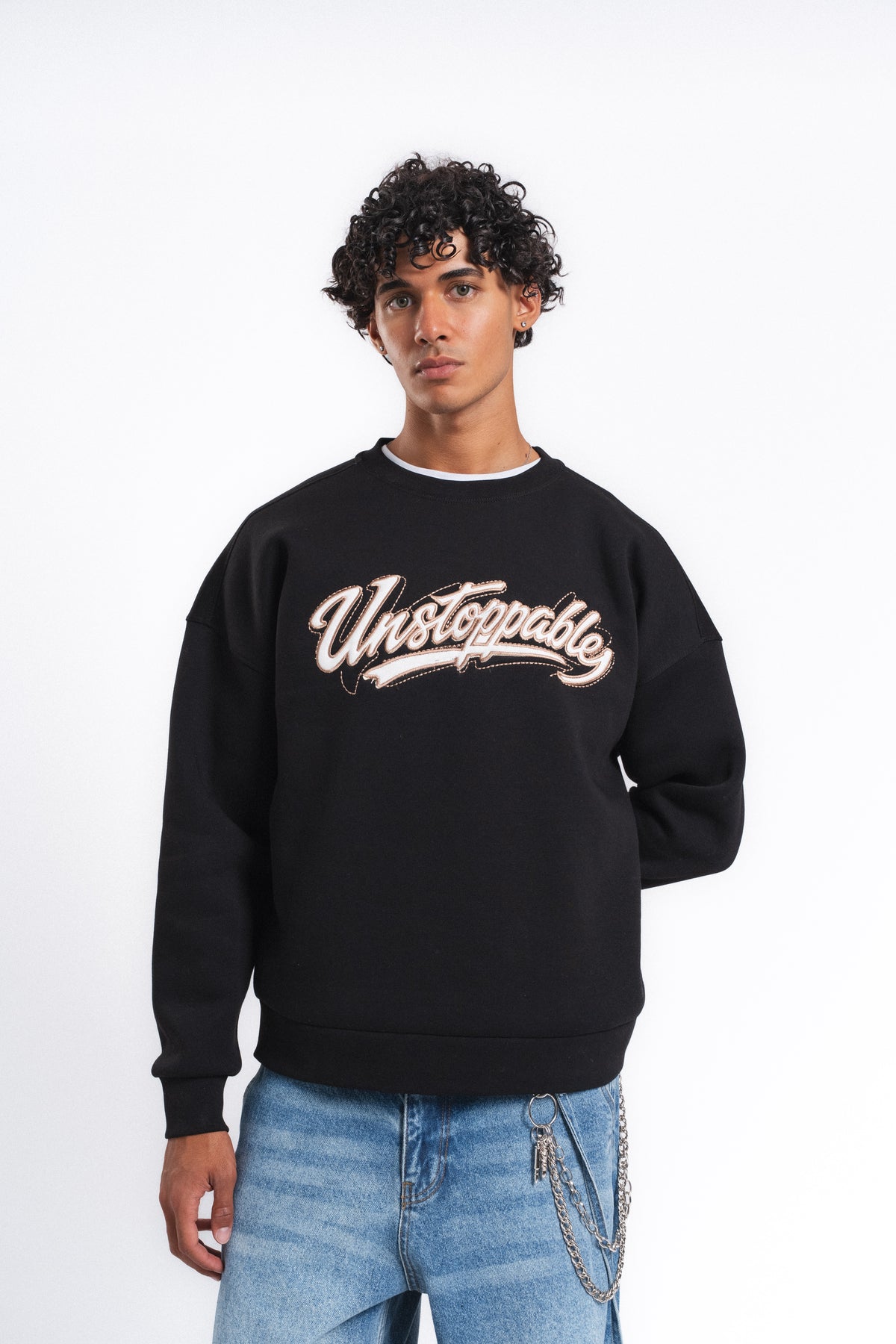 Unstoppable Logo Baskılı Sweatshirt Siyah