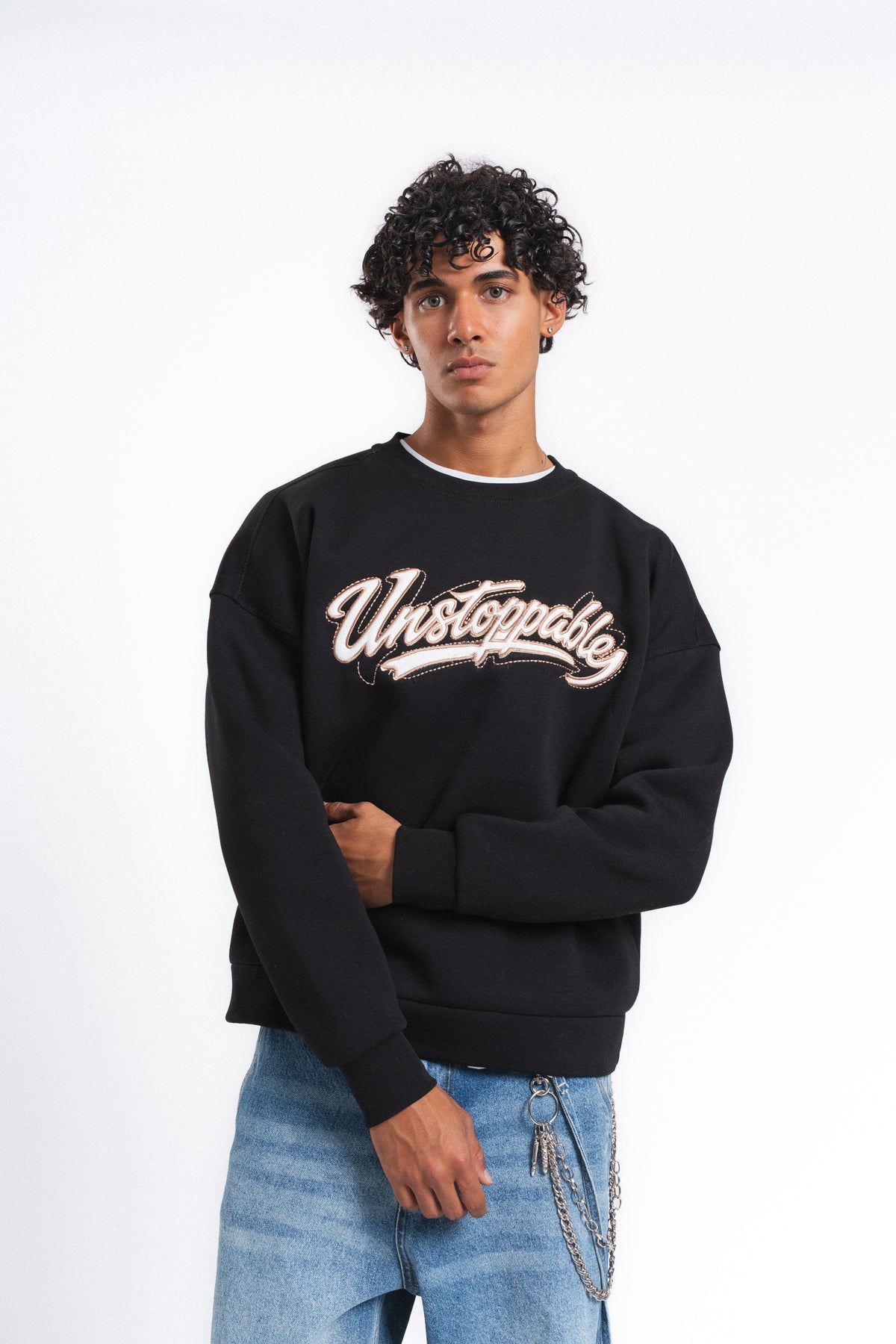 Unstoppable Logo Baskılı Sweatshirt Siyah