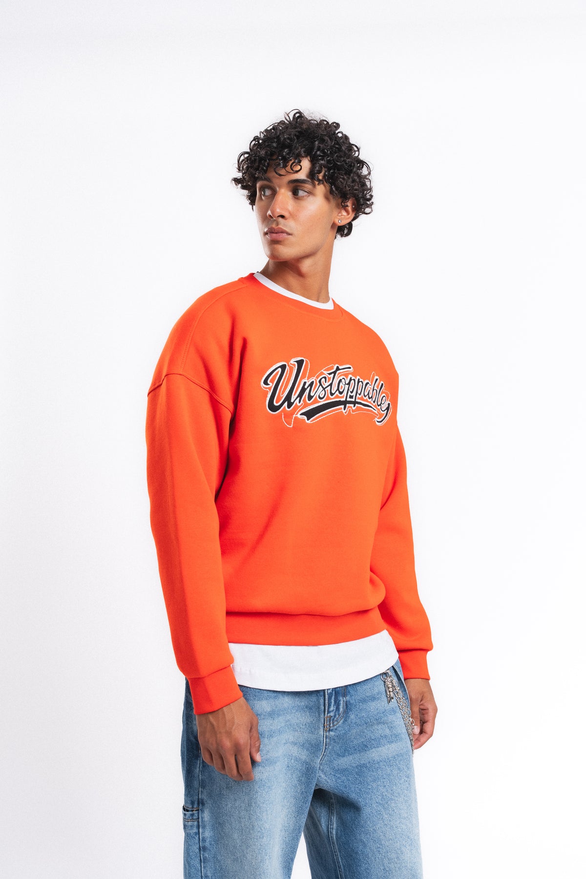 Unstoppable Logo Baskılı Sweatshirt Turuncu
