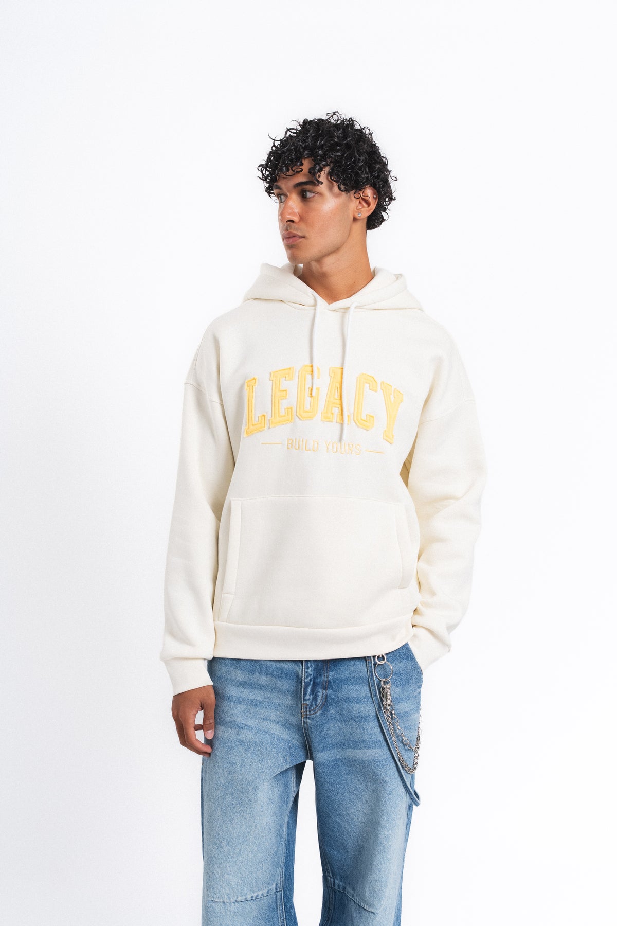Legacy Baskılı Kapüşonlu Sweatshirt Ekru