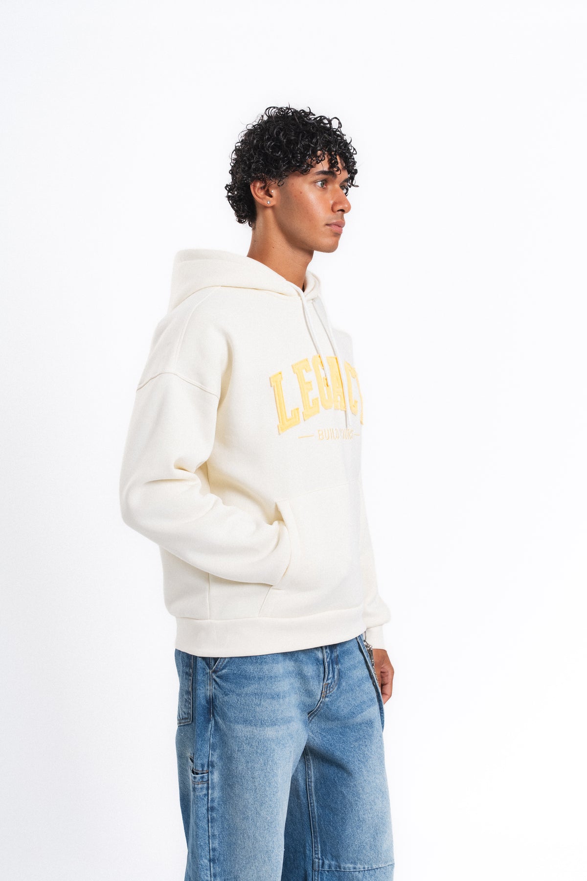 Legacy Baskılı Kapüşonlu Sweatshirt Ekru