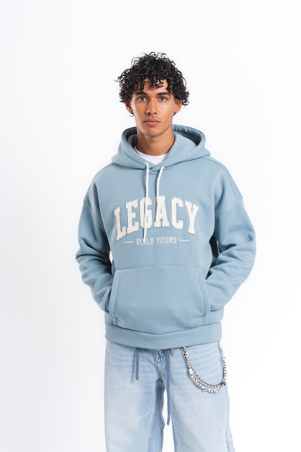 Legacy Baskılı Kapüşonlu Sweatshirt Mavi
