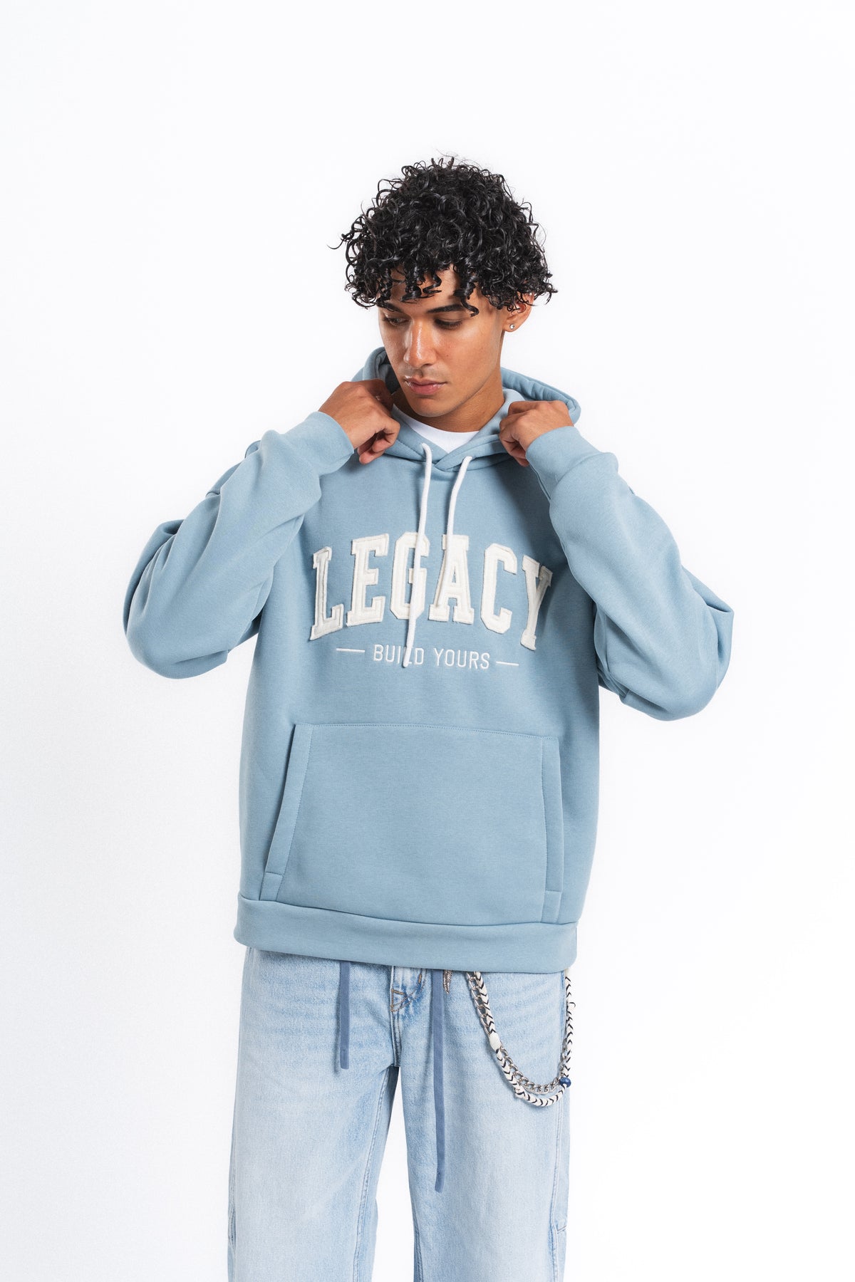 Legacy Baskılı Kapüşonlu Sweatshirt Mavi