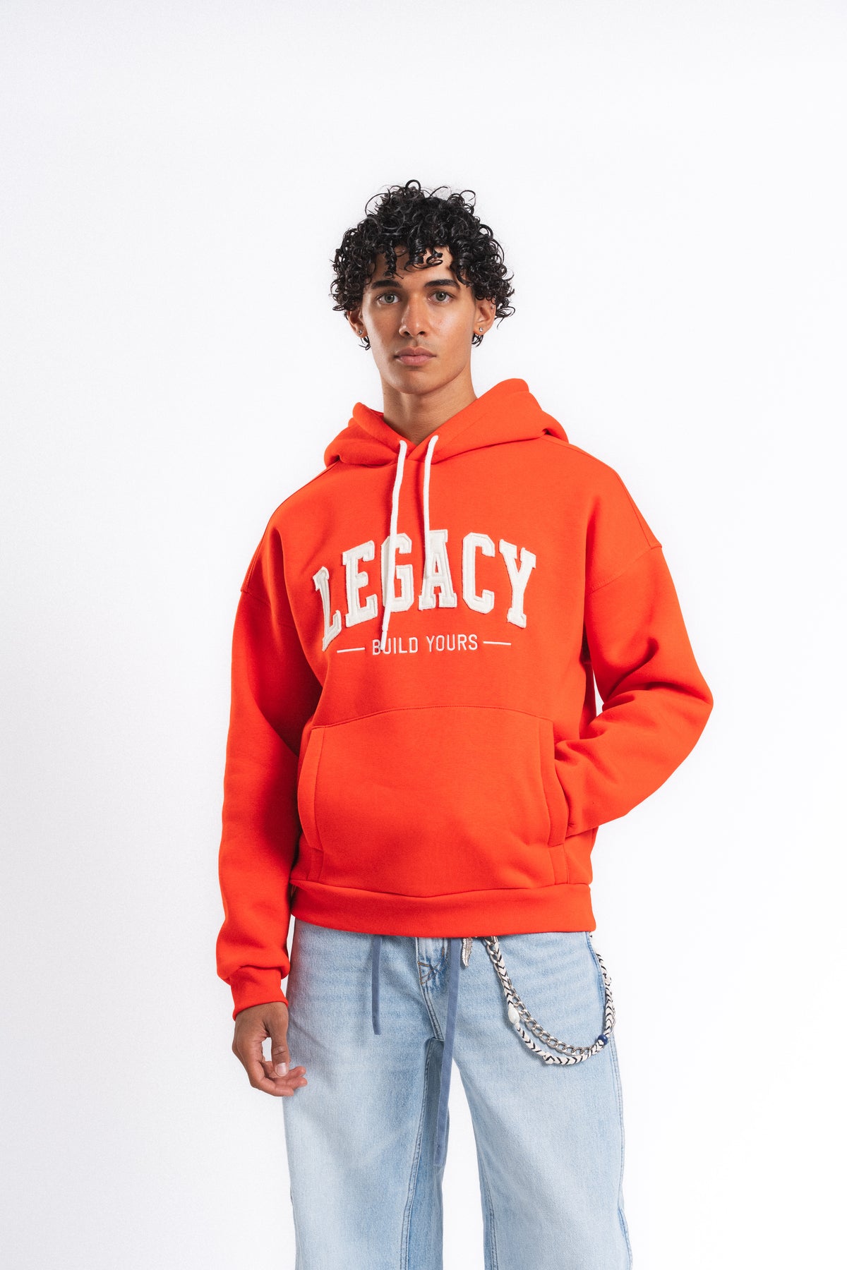 Legacy Baskılı Kapüşonlu Sweatshirt Turuncu