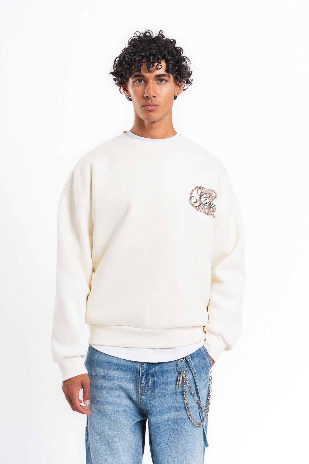 Generous Leopar Grafik Sweatshirt Ekru