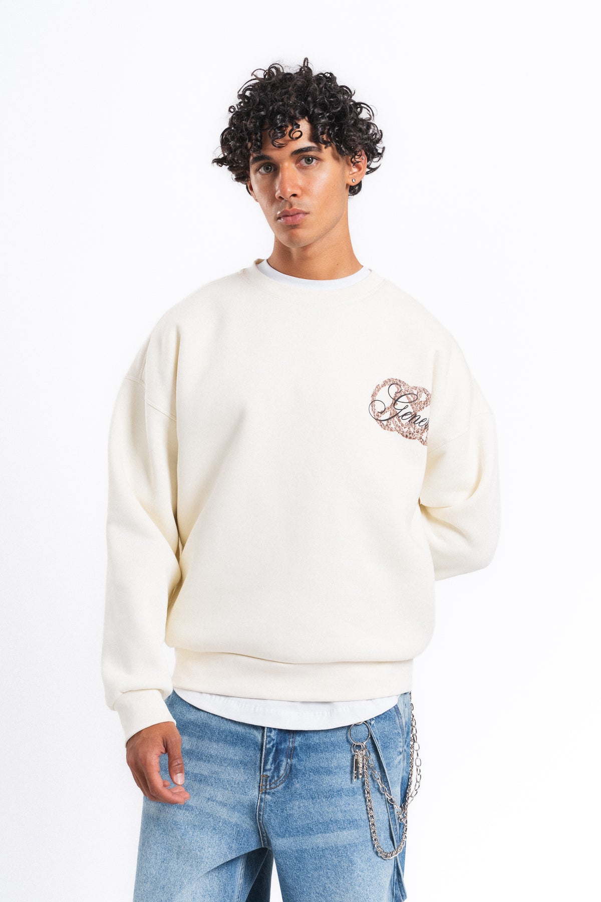 Generous Leopar Grafik Sweatshirt Ekru