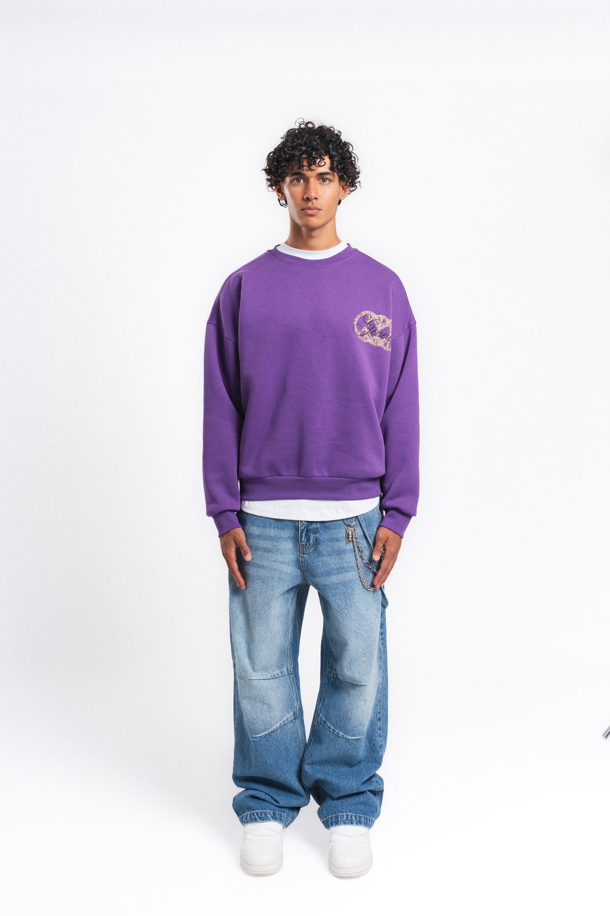 Generous Leopar Grafik Sweatshirt Mor