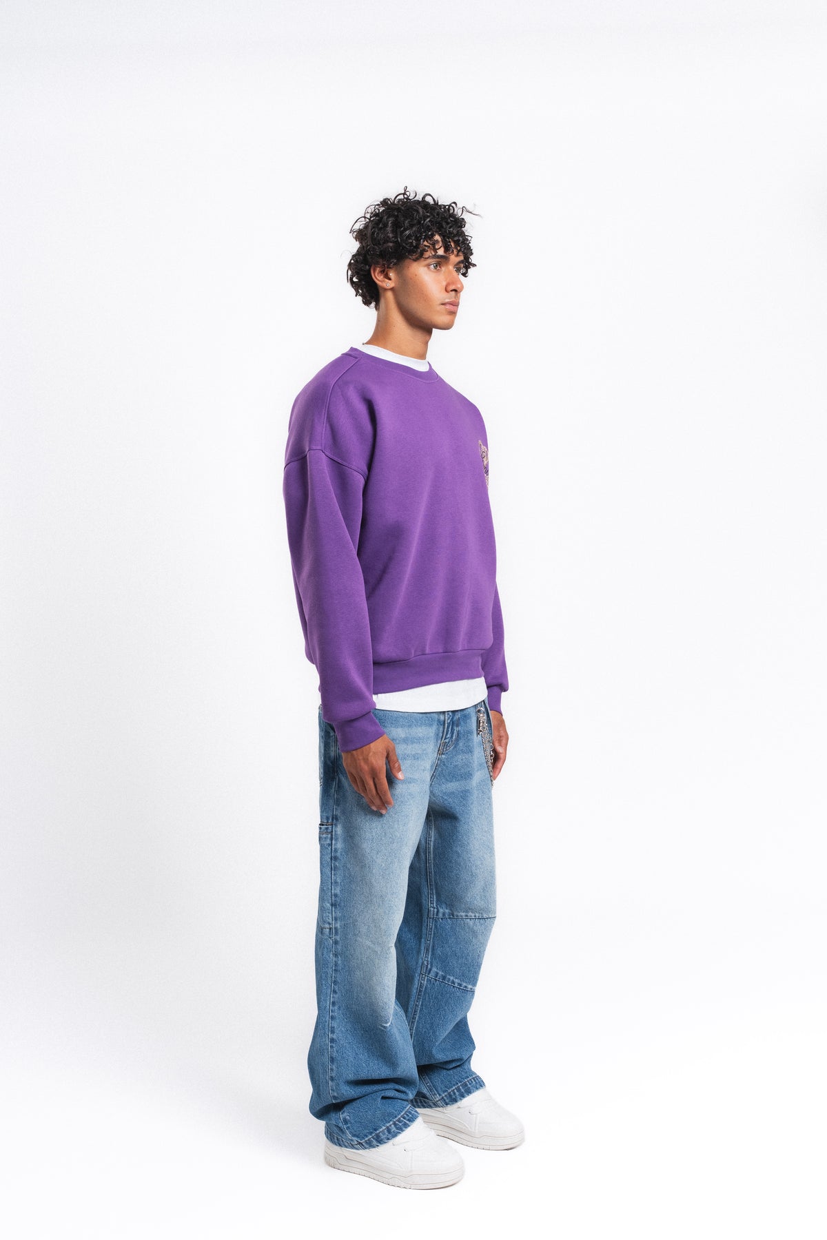 Generous Leopar Grafik Sweatshirt Mor