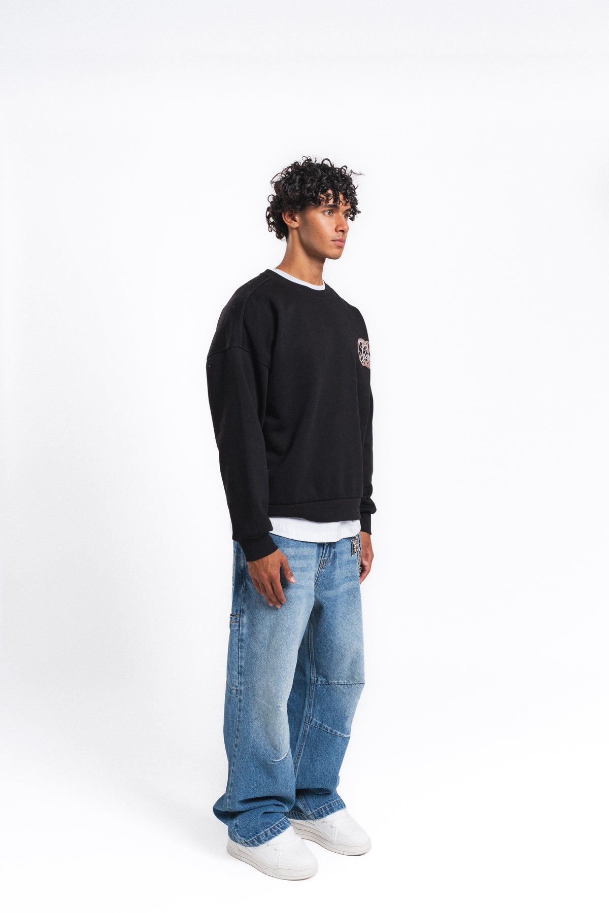 Generous Leopar Grafik Sweatshirt Siyah